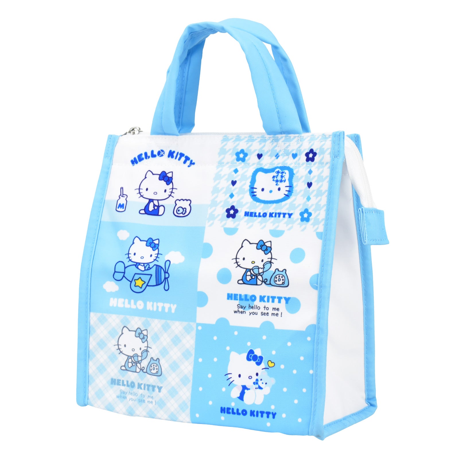 ランナー RUNNER ハローキティ みずいろシリーズ ランチトートバッグ 保冷 ファスナー ランチバッグ レディース 通勤 通学 旅行 キャラクター (総柄 (BLKT-022)) 総柄 (BLKT-022)