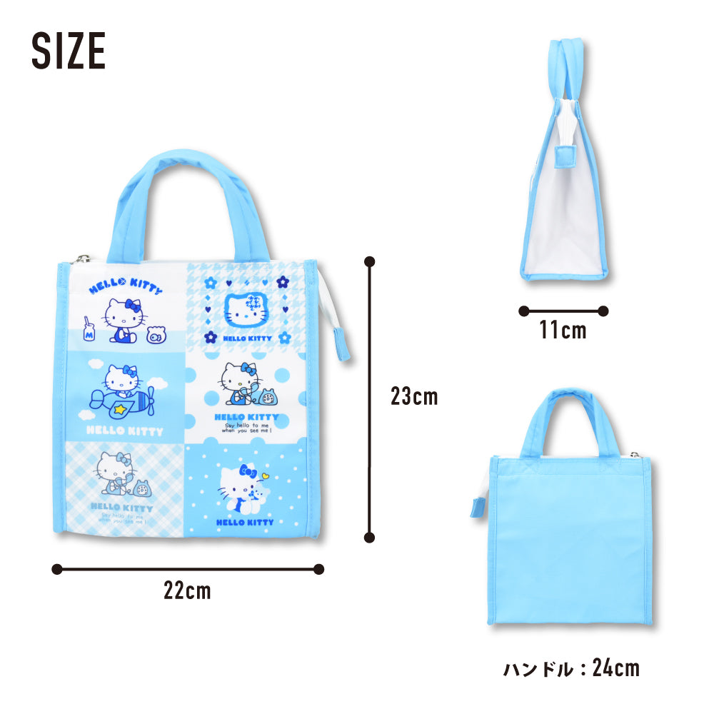 ランナー RUNNER ハローキティ みずいろシリーズ ランチトートバッグ 保冷 ファスナー ランチバッグ レディース 通勤 通学 旅行 キャラクター (総柄 (BLKT-022)) 総柄 (BLKT-022)