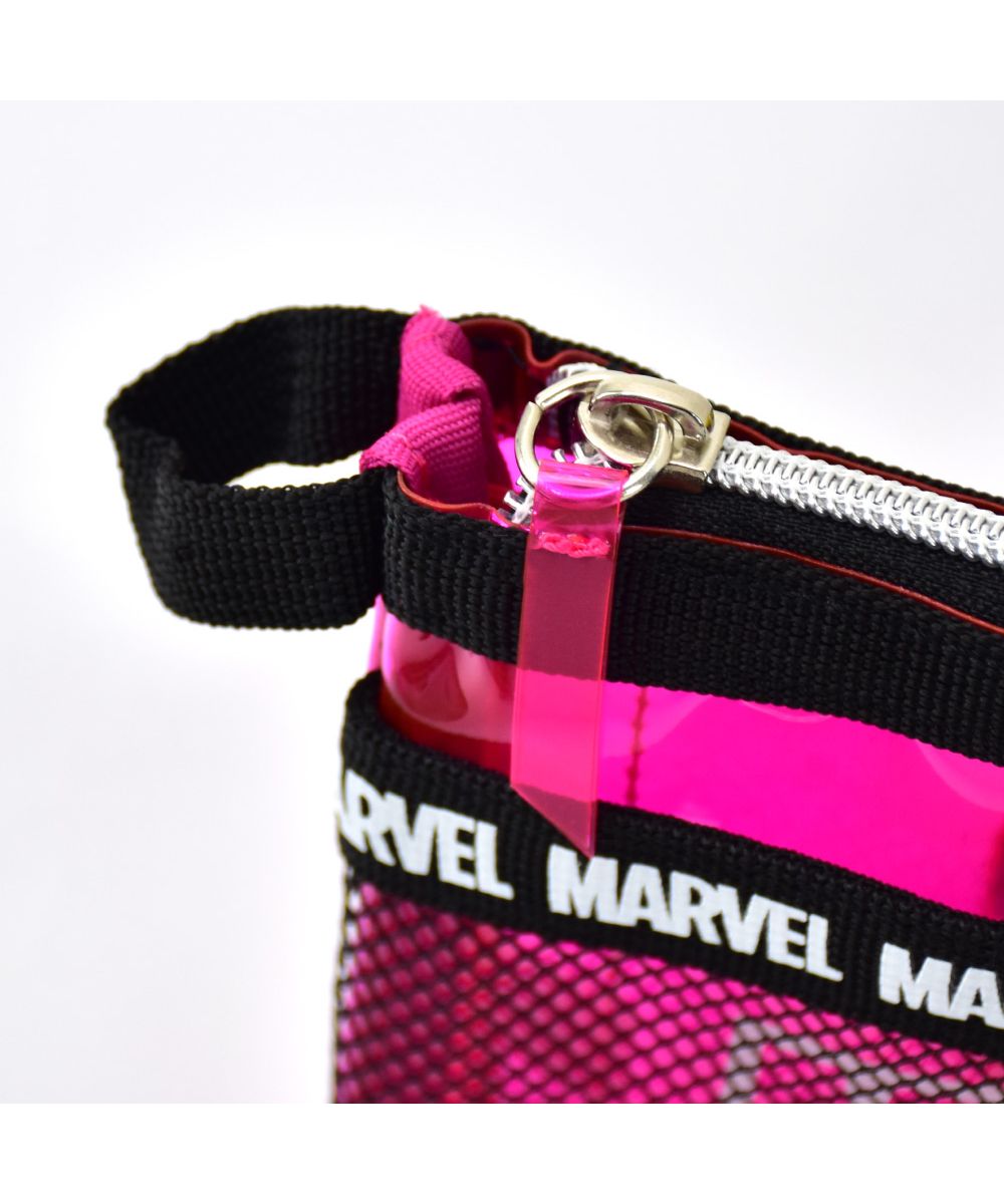 ランナー RUNNER マーベル ポーチ 小物入れ クリア 2ルーム 大きめ PVC ファスナー メッシュポケット キャラクター 化粧ポーチ おしゃれ オシャレ 通勤 通学 旅行 出張