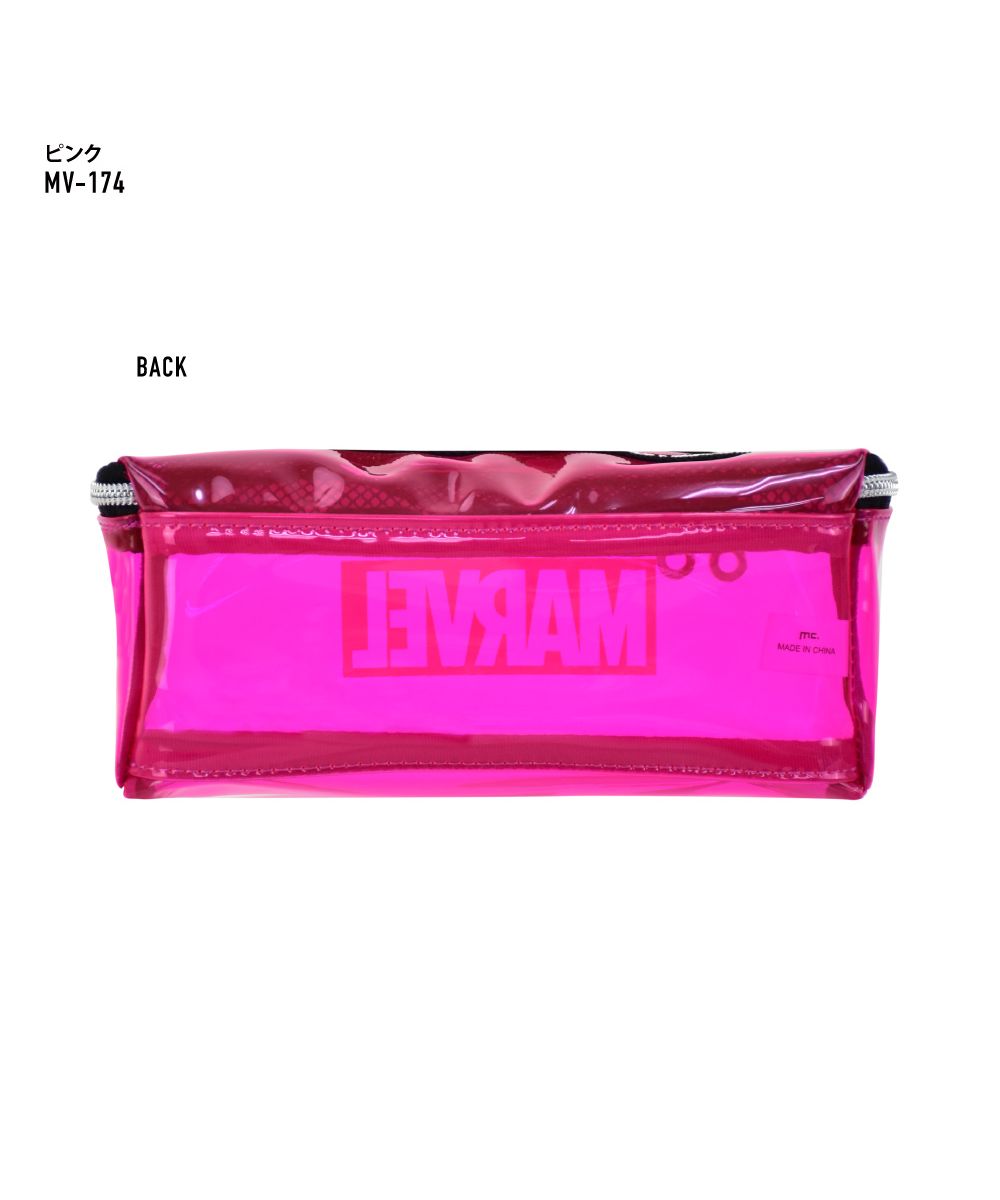 ランナー RUNNER マーベル ペンケース 筆箱 大容量 透明 クリア PVC ファスナー ダブルジップ 化粧ポーチ ブランド おしゃれ 通勤 通学 旅行 出張 修学旅行 かわいい