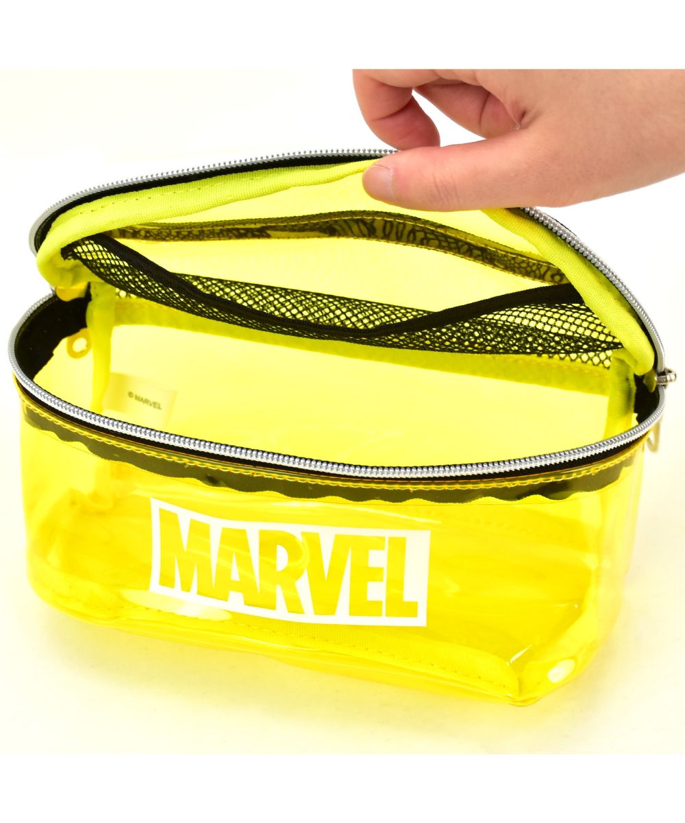 ランナー RUNNER マーベル ペンケース 筆箱 大容量 透明 クリア PVC ファスナー ダブルジップ 化粧ポーチ ブランド おしゃれ 通勤 通学 旅行 出張 修学旅行 かわいい