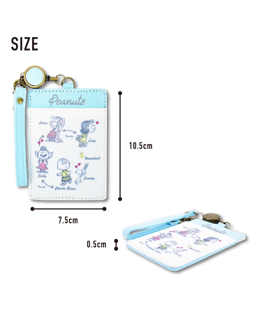 Runner RUNNER Snoopy Pass Case Commuter Pass Holder Card Case polyester Charlie Brown Mini Small with Reel Simple Ladies Adults Women College Students High School Girls