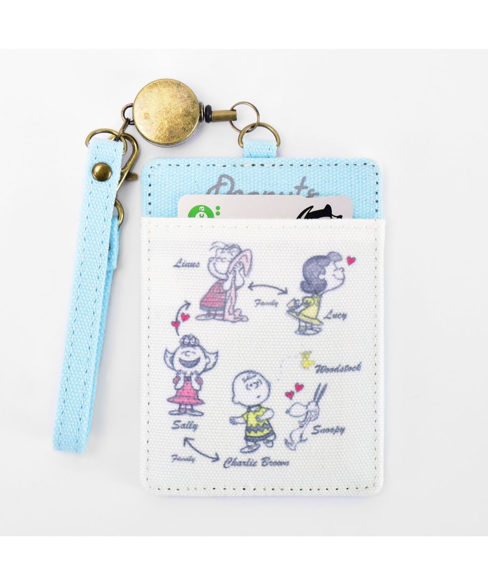 Runner RUNNER Snoopy Pass Case Commuter Pass Holder Card Case polyester Charlie Brown Mini Small with Reel Simple Ladies Adults Women College Students High School Girls