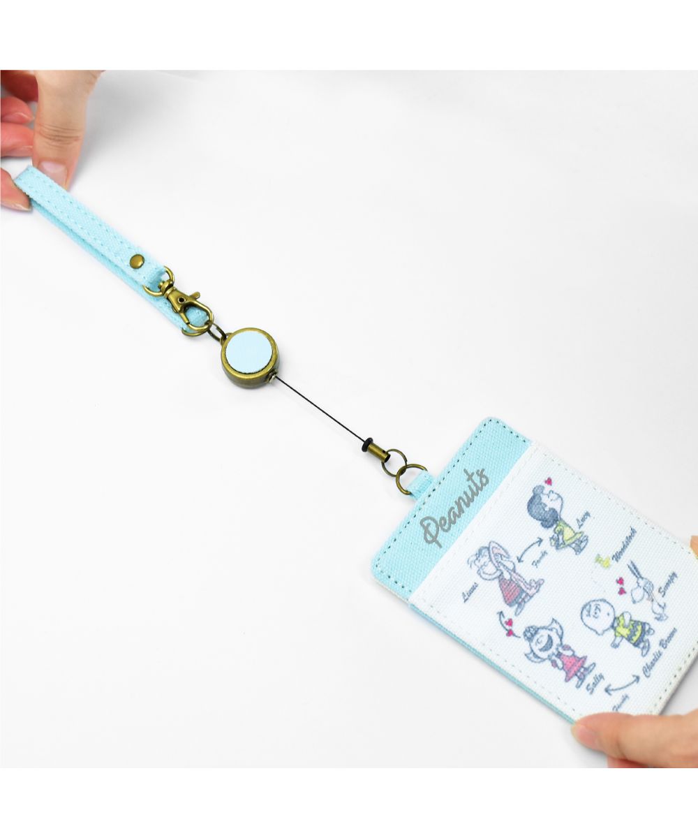 Runner RUNNER Snoopy Pass Case Commuter Pass Holder Card Case polyester Charlie Brown Mini Small with Reel Simple Ladies Adults Women College Students High School Girls