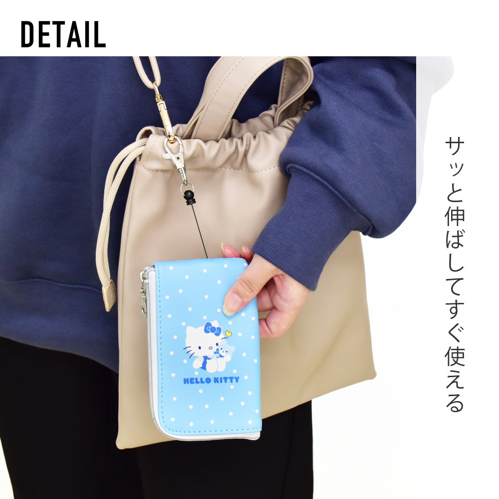 ランナー RUNNER ハローキティ みずいろシリーズ キーケース パスケース 合皮 定期入れ リール 小物入れ 自転車 車 鍵 レディース 旅行 通勤 通学 キャラクター (飛行機 (BLKT-008)) 飛行機 (BLKT-008)