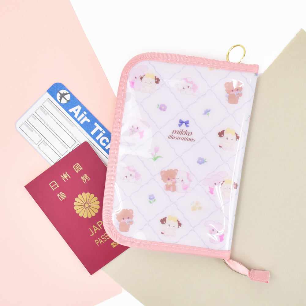 ランナー RUNNER mikko illustrations ミッコ ポーチ 手帳型 トラベルポーチ 母子手帳 レディース 旅行 整理整頓 大人 可愛い キャラクター (ピンク(MIKK-037)) ピンク(MIKK-037)