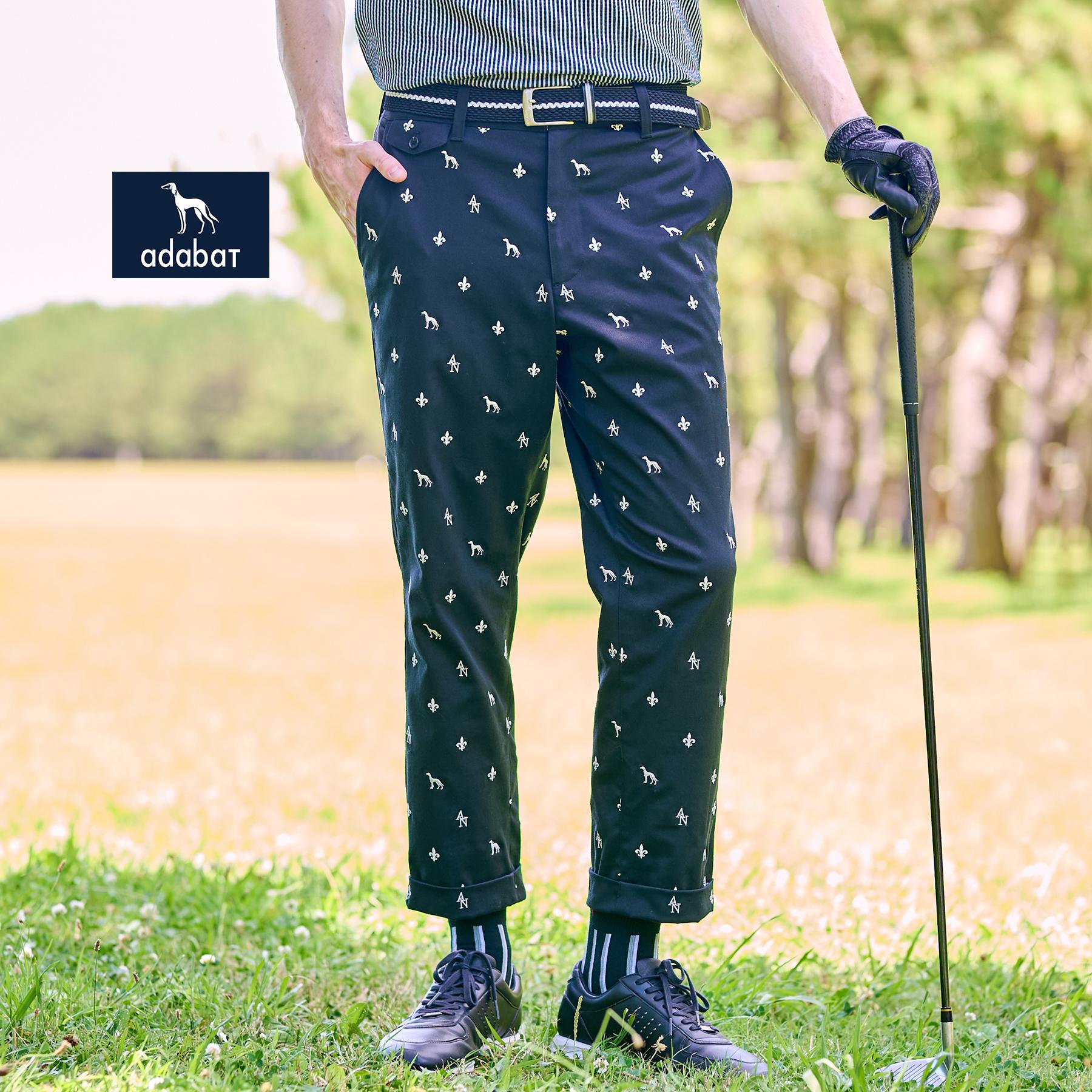 アダバット adabat 【新レーベル ADABAT NAVY】エンブロイダリーモノグラムクロップドパンツ (ブラック(019)) ブラック(019)