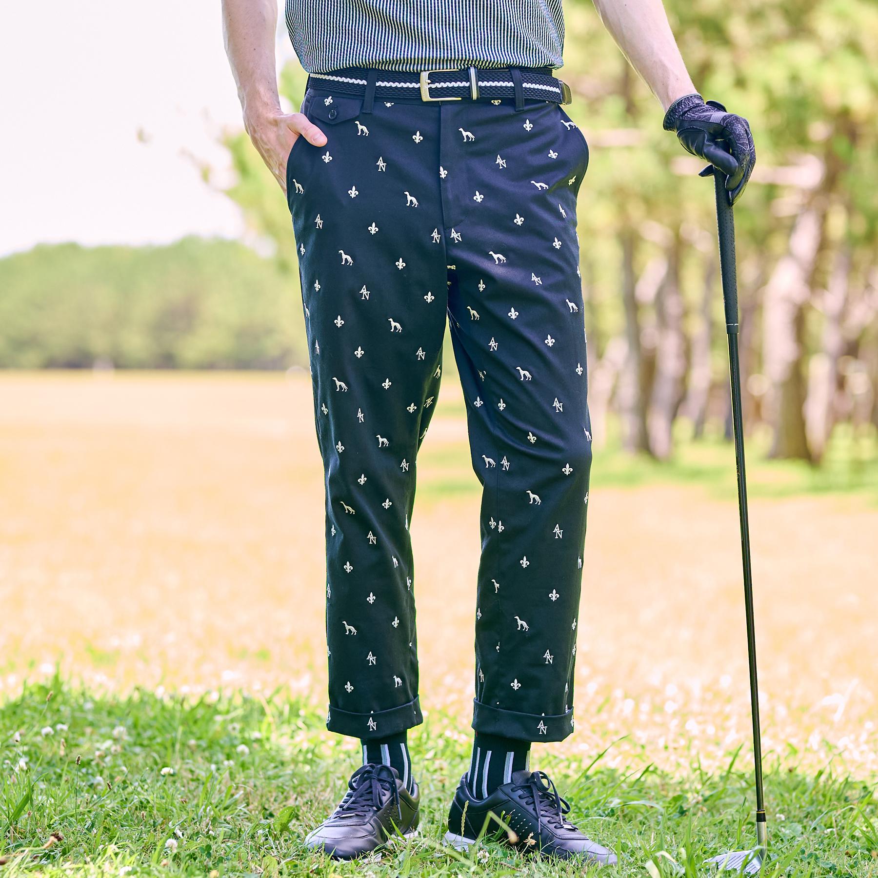 アダバット adabat 【新レーベル ADABAT NAVY】エンブロイダリーモノグラムクロップドパンツ (ブラック(019)) ブラック(019)