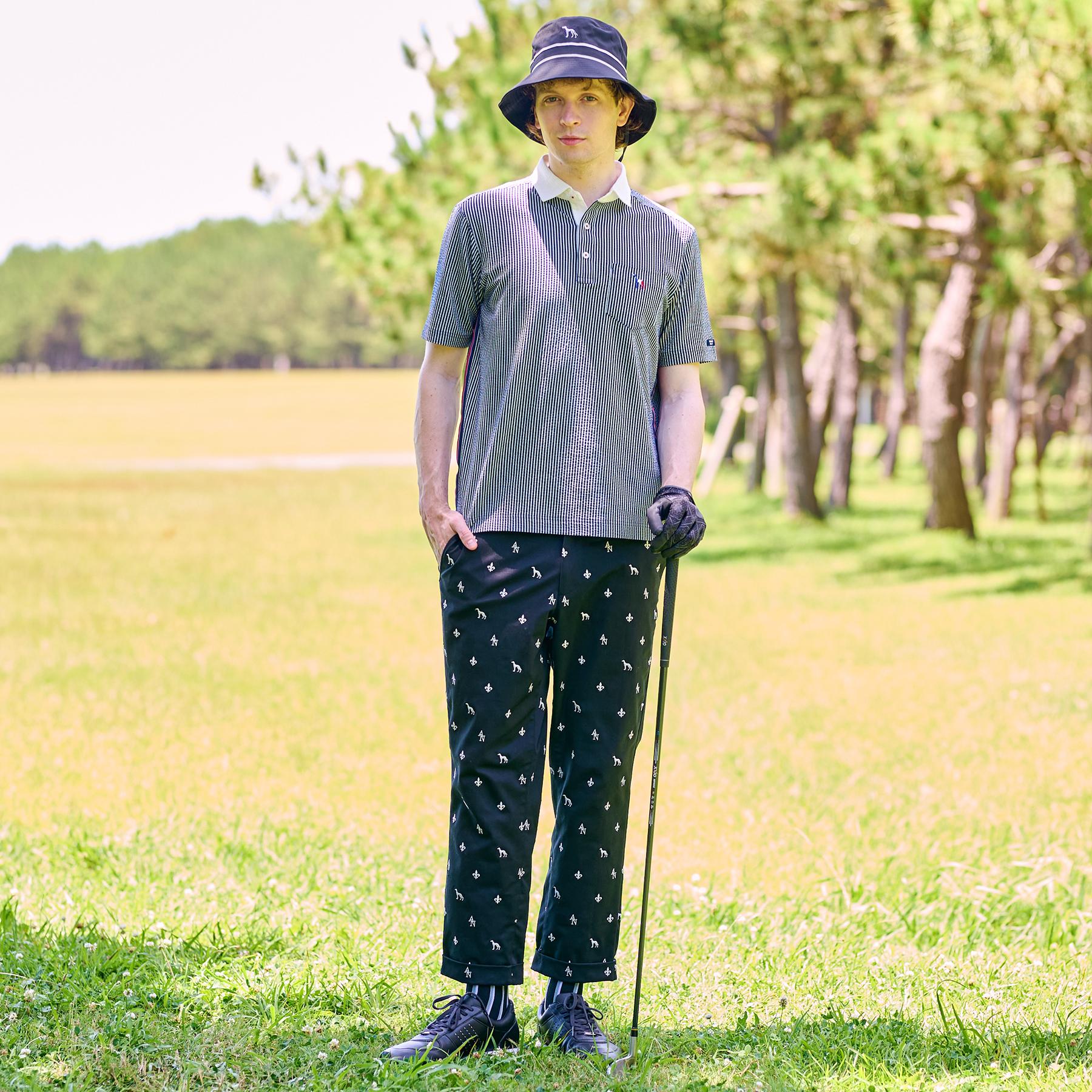 アダバット adabat 【新レーベル ADABAT NAVY】エンブロイダリーモノグラムクロップドパンツ (ブラック(019)) ブラック(019)