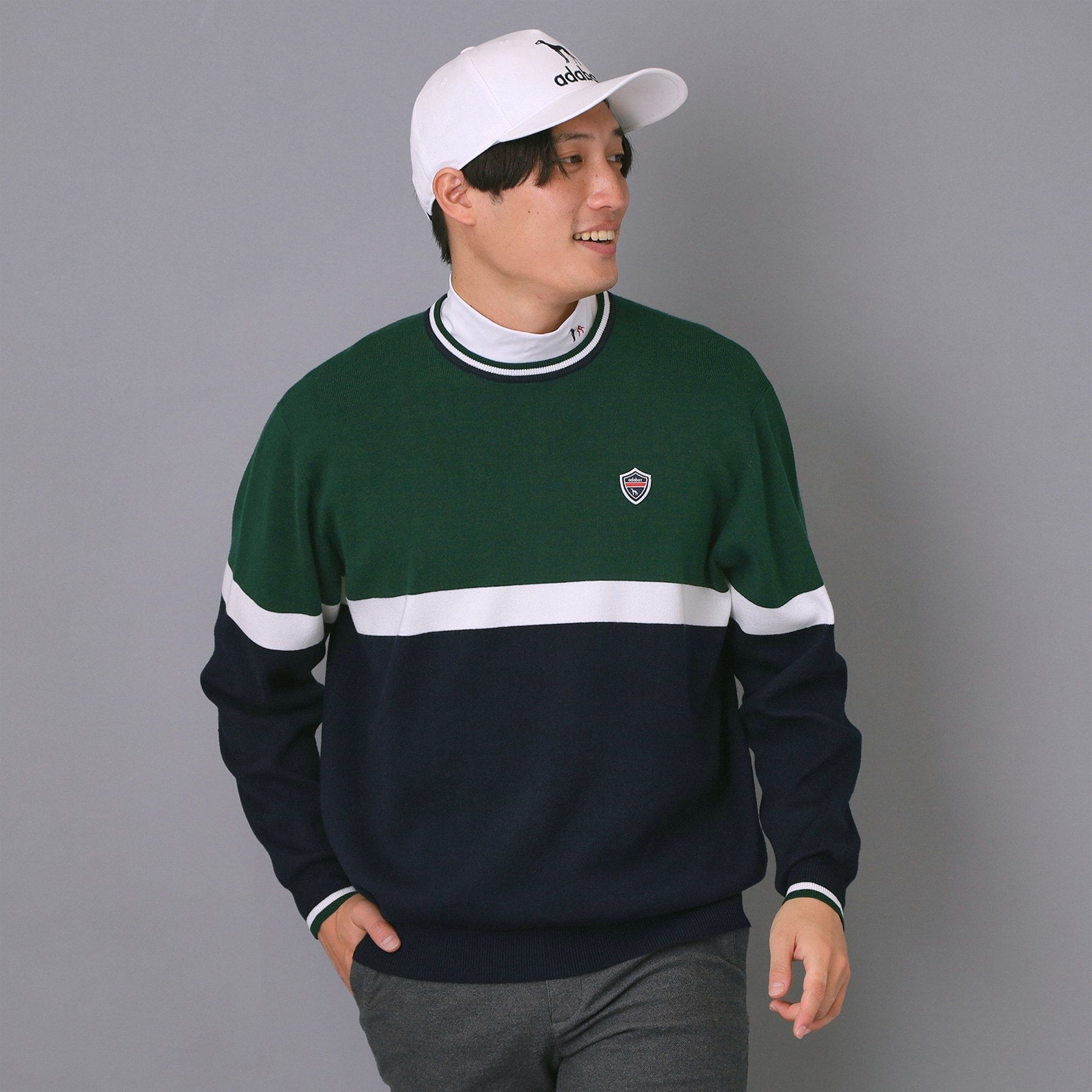 アダバット adabat 【新レーベル ADABAT NAVY】トリコロールクルーニット (レッド(062)) レッド(062)