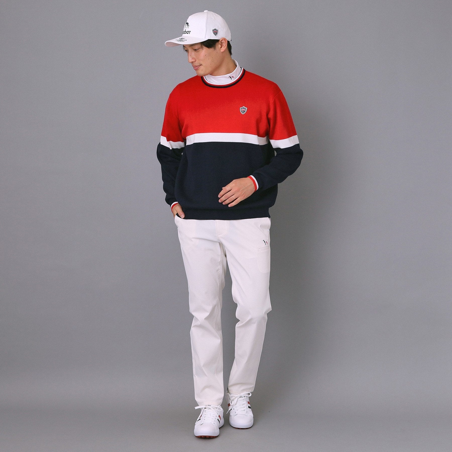 アダバット adabat 【新レーベル ADABAT NAVY】トリコロールクルーニット (レッド(062)) レッド(062)