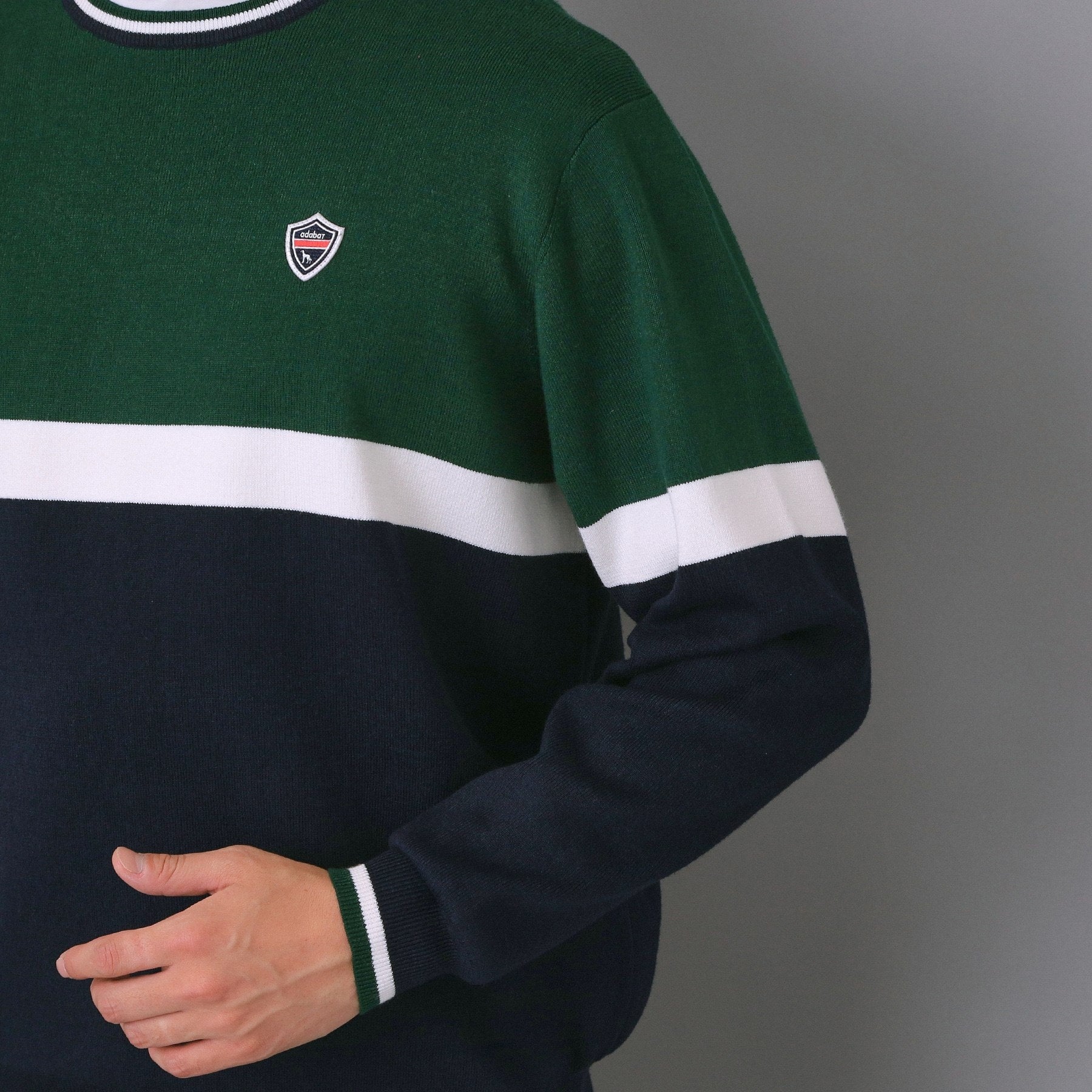 アダバット adabat 【新レーベル ADABAT NAVY】トリコロールクルーニット (レッド(062)) レッド(062)