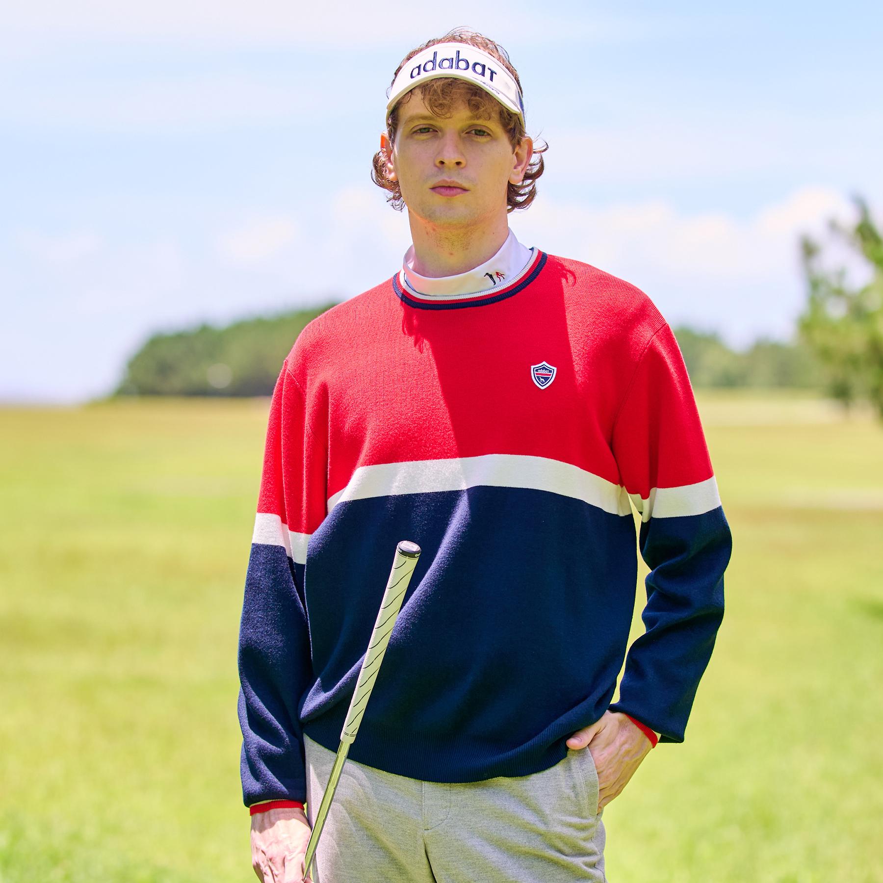 アダバット adabat 【新レーベル ADABAT NAVY】トリコロールクルーニット (レッド(062)) レッド(062)