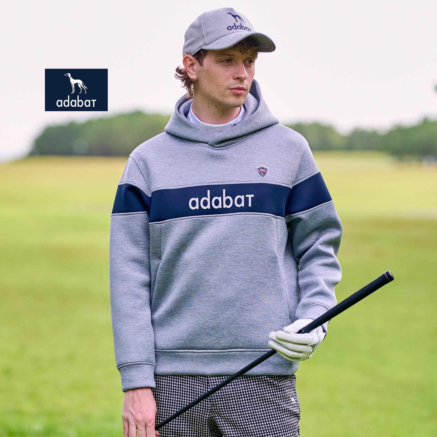 アダバット adabat 【新レーベル ADABAT NAVY】ブロッキングラインロゴフーディー (グレー(012)) グレー(012)