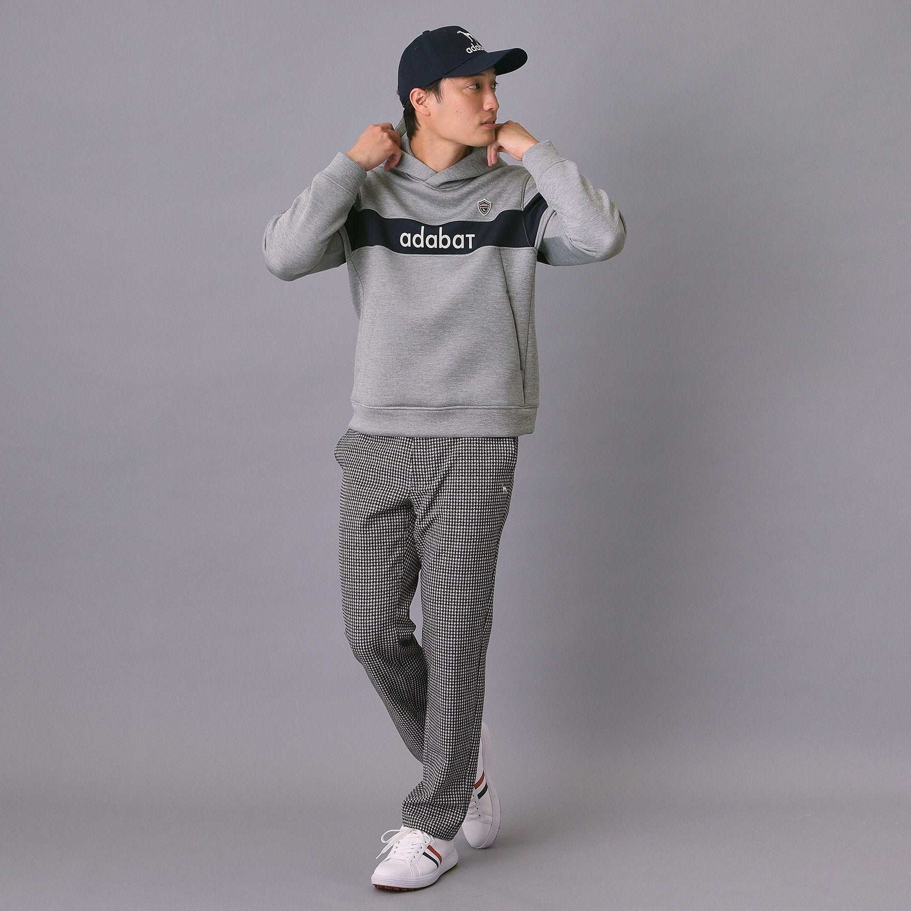 アダバット adabat 【新レーベル ADABAT NAVY】ブロッキングラインロゴフーディー (グレー(012)) グレー(012)