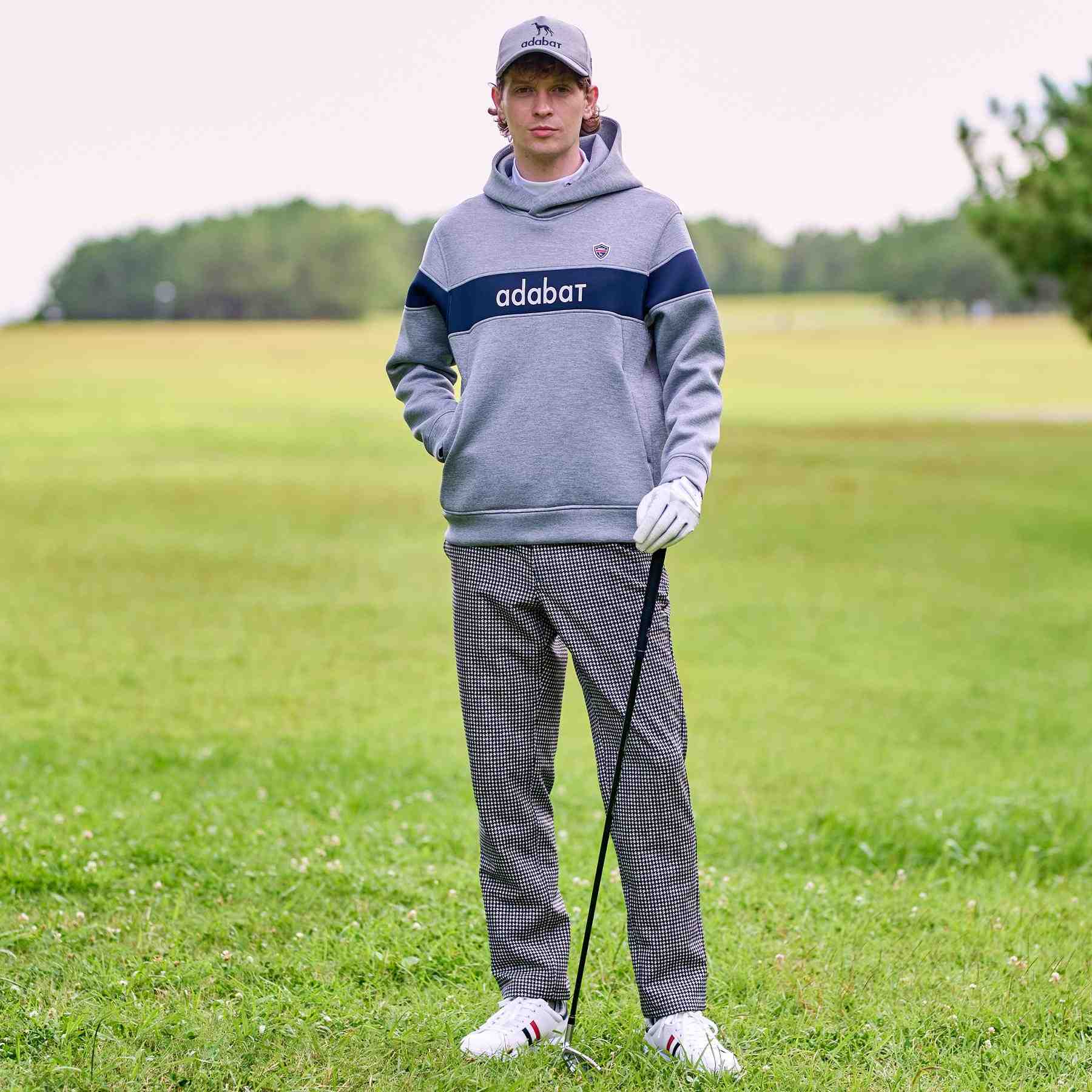 アダバット adabat 【新レーベル ADABAT NAVY】ブロッキングラインロゴフーディー (グレー(012)) グレー(012)