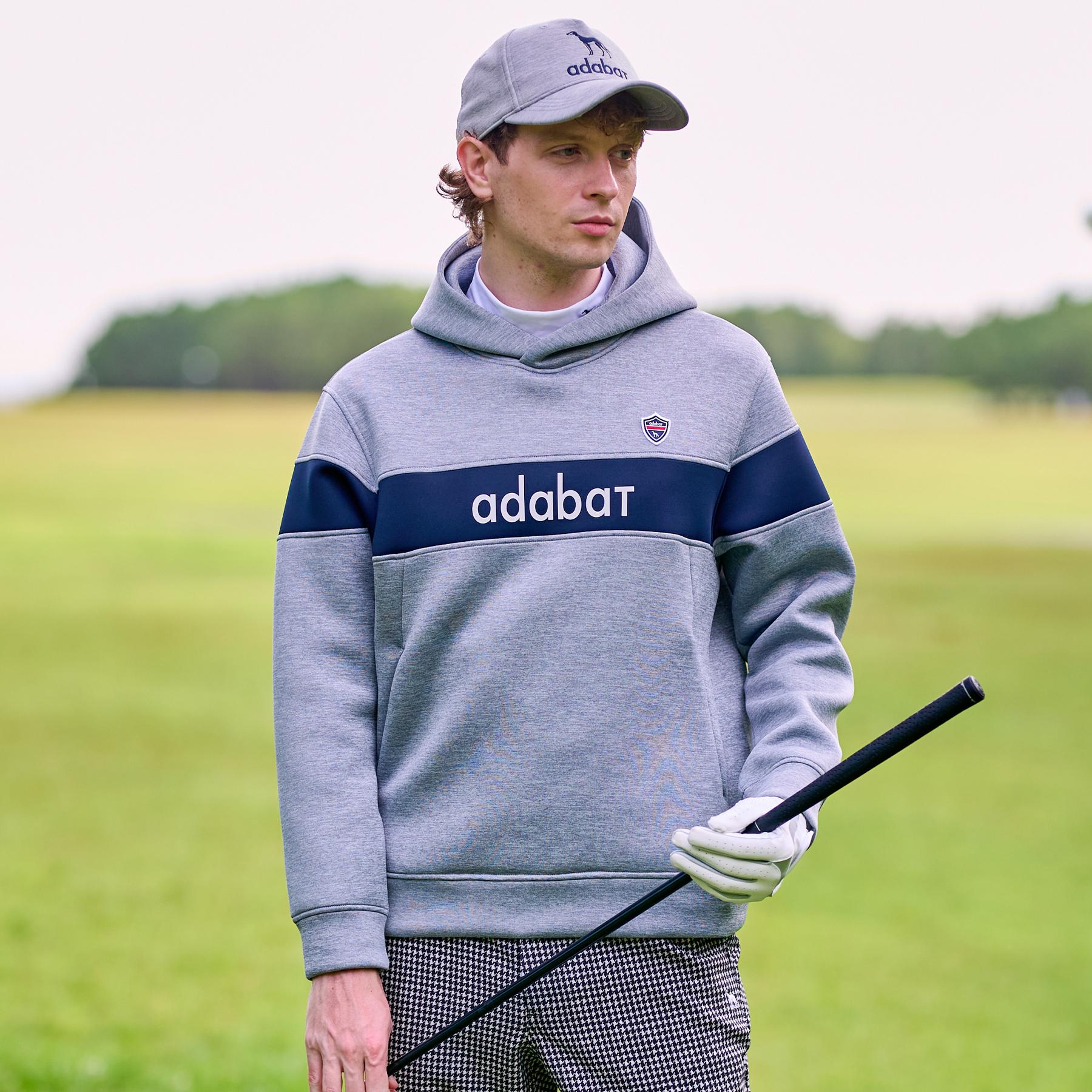 アダバット adabat 【新レーベル ADABAT NAVY】ブロッキングラインロゴフーディー (グレー(012)) グレー(012)