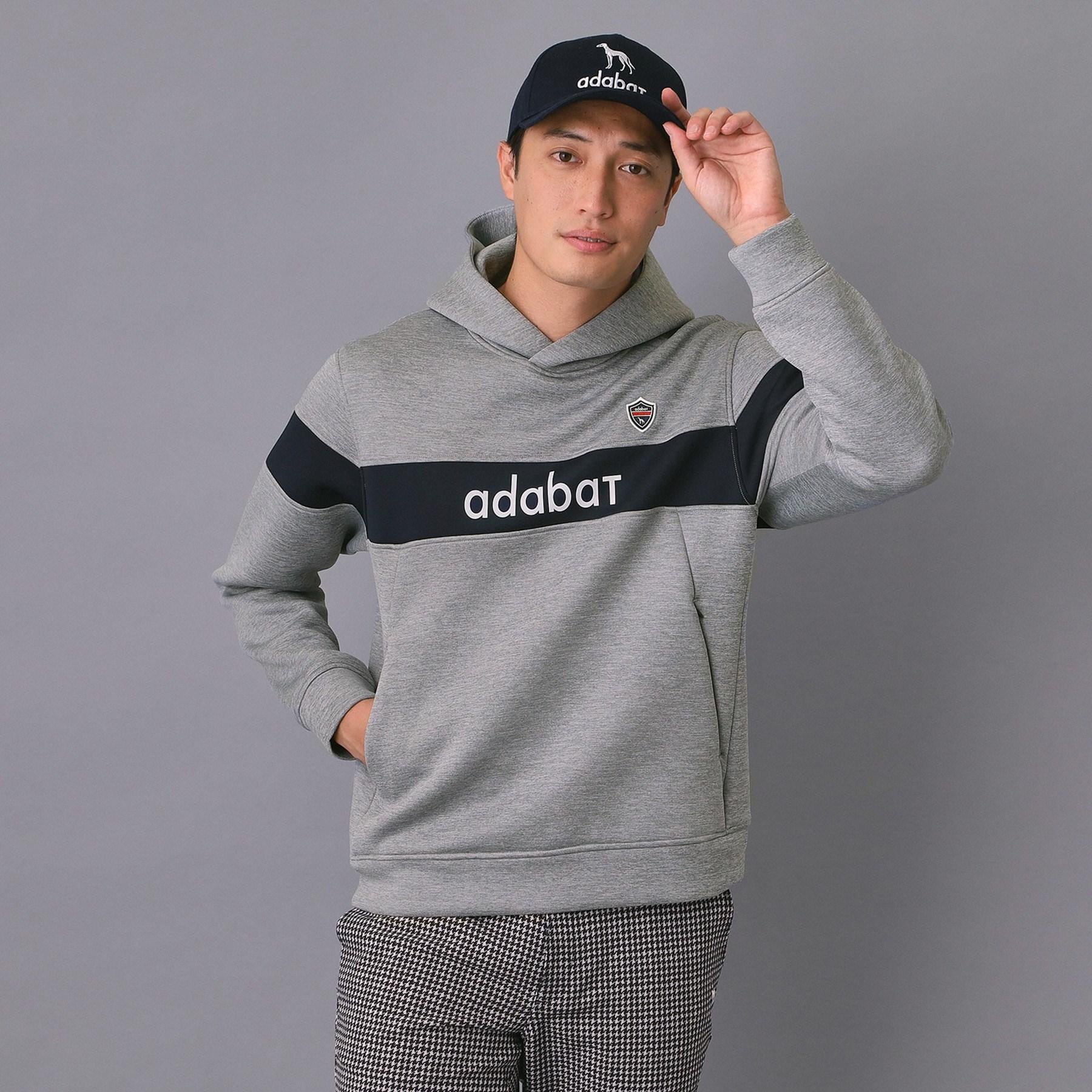 アダバット adabat 【新レーベル ADABAT NAVY】ブロッキングラインロゴフーディー (グレー(012)) グレー(012)