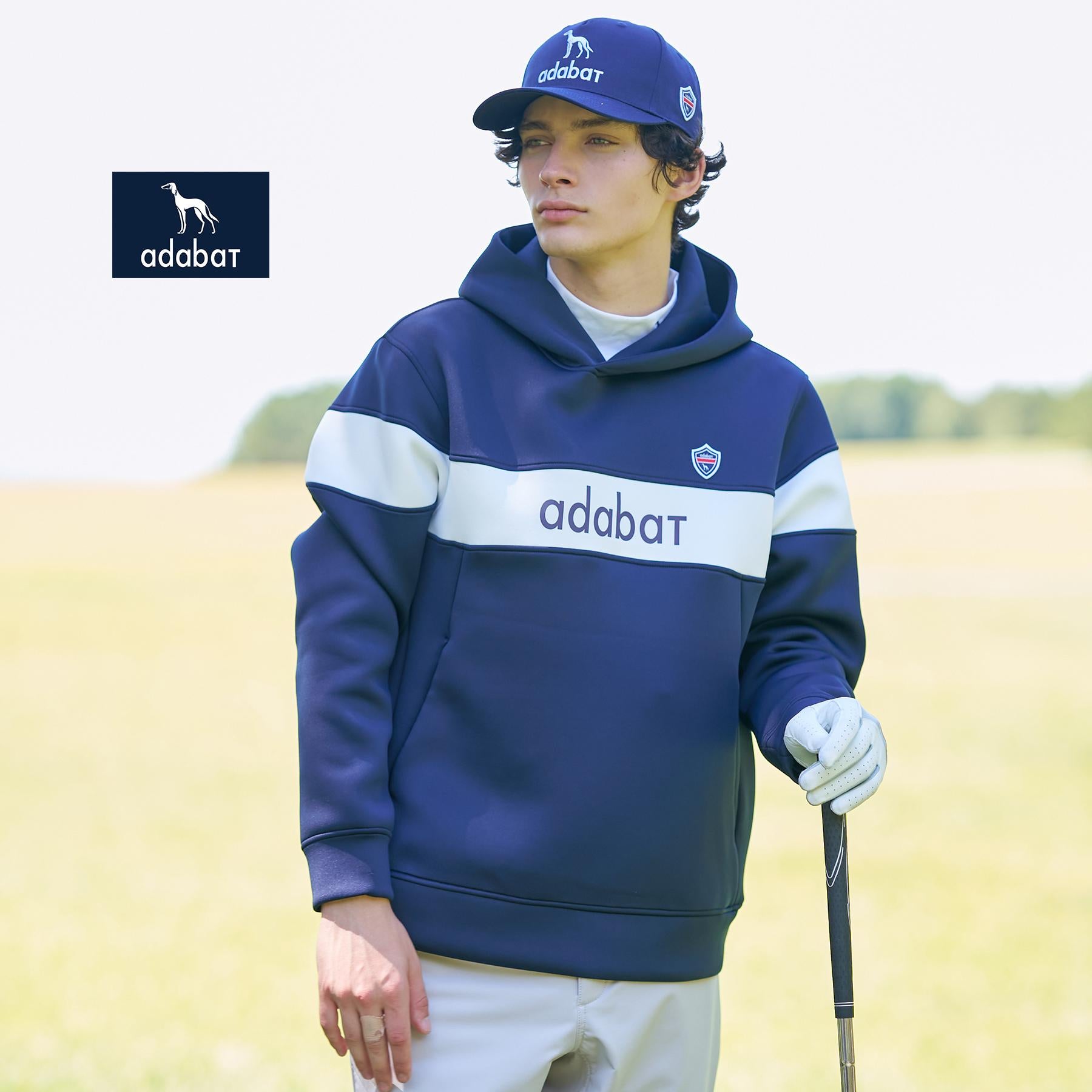 アダバット adabat 【新レーベル ADABAT NAVY】ブロッキングラインロゴフーディー (グレー(012)) グレー(012)
