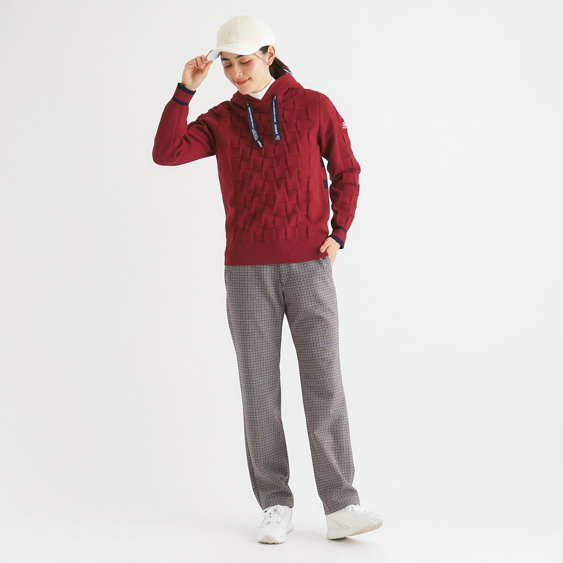 アダバット adabat ツイードチェックデザイン ダウンパンツ (ピンクベージュ(253)) ピンクベージュ(253)