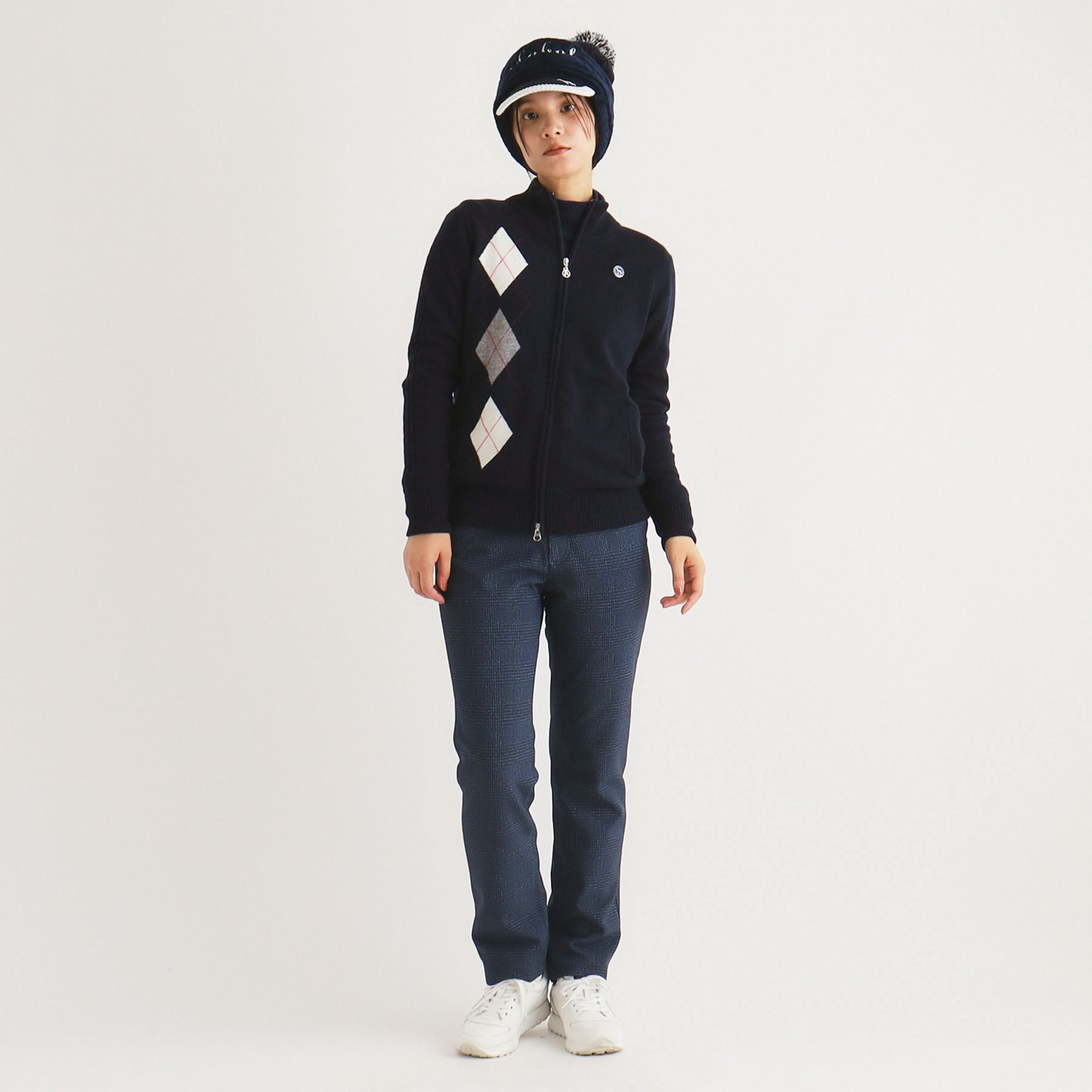 アダバット adabat ツイードチェックデザイン ダウンパンツ (ピンクベージュ(253)) ピンクベージュ(253)