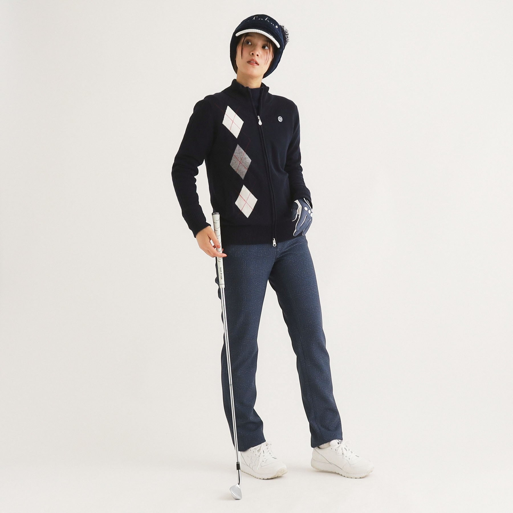 アダバット adabat ツイードチェックデザイン ダウンパンツ (ピンクベージュ(253)) ピンクベージュ(253)