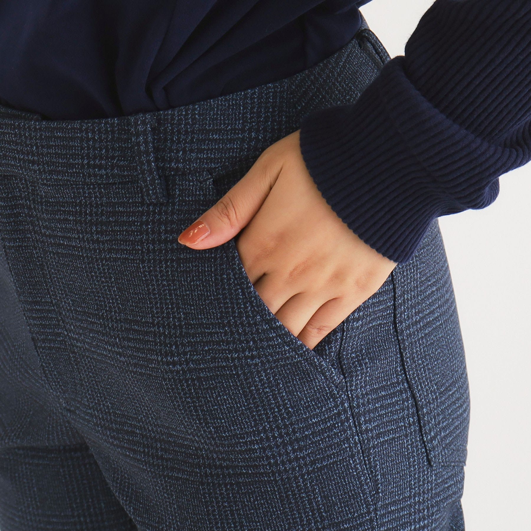 アダバット adabat ツイードチェックデザイン ダウンパンツ (ピンクベージュ(253)) ピンクベージュ(253)