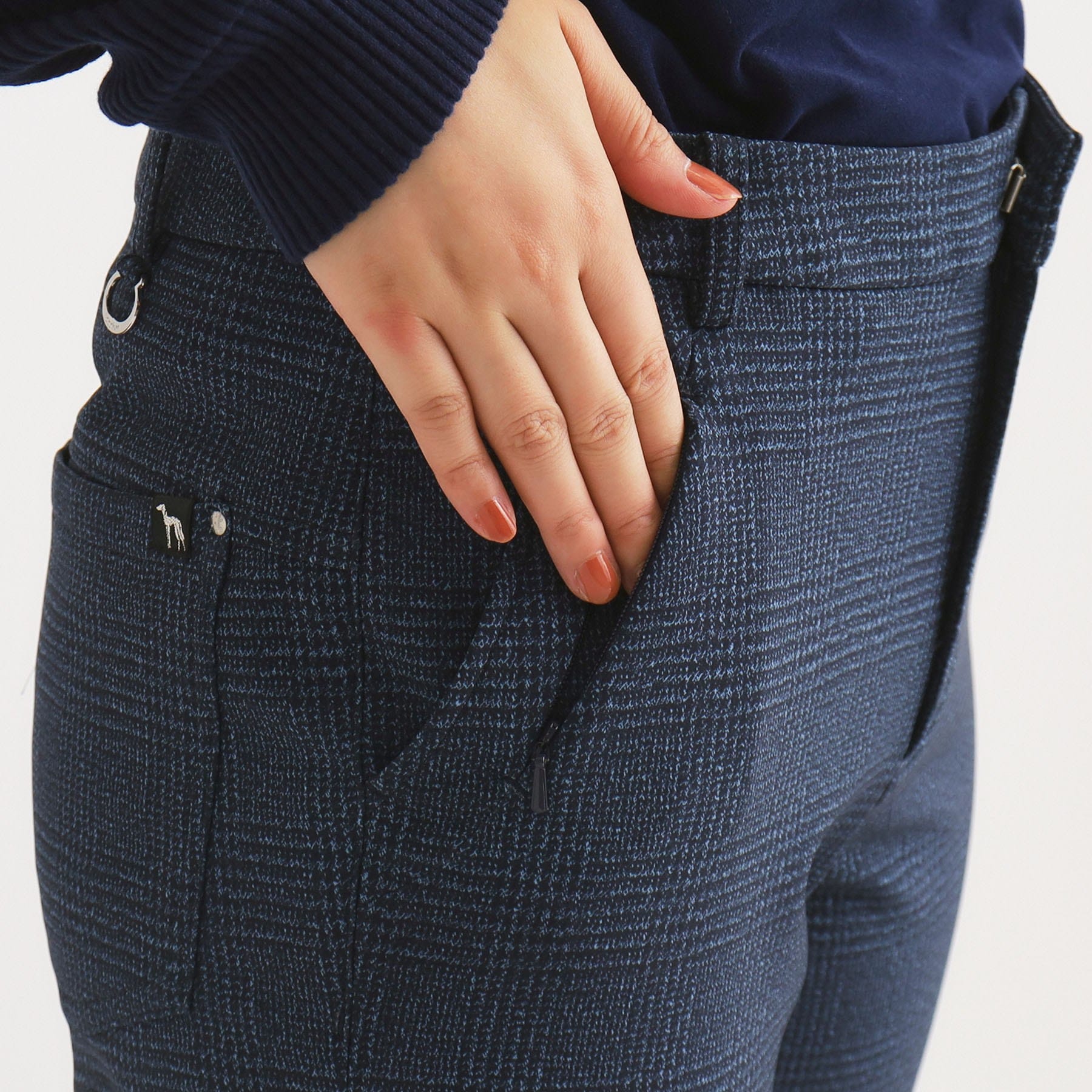 アダバット adabat ツイードチェックデザイン ダウンパンツ (ピンクベージュ(253)) ピンクベージュ(253)