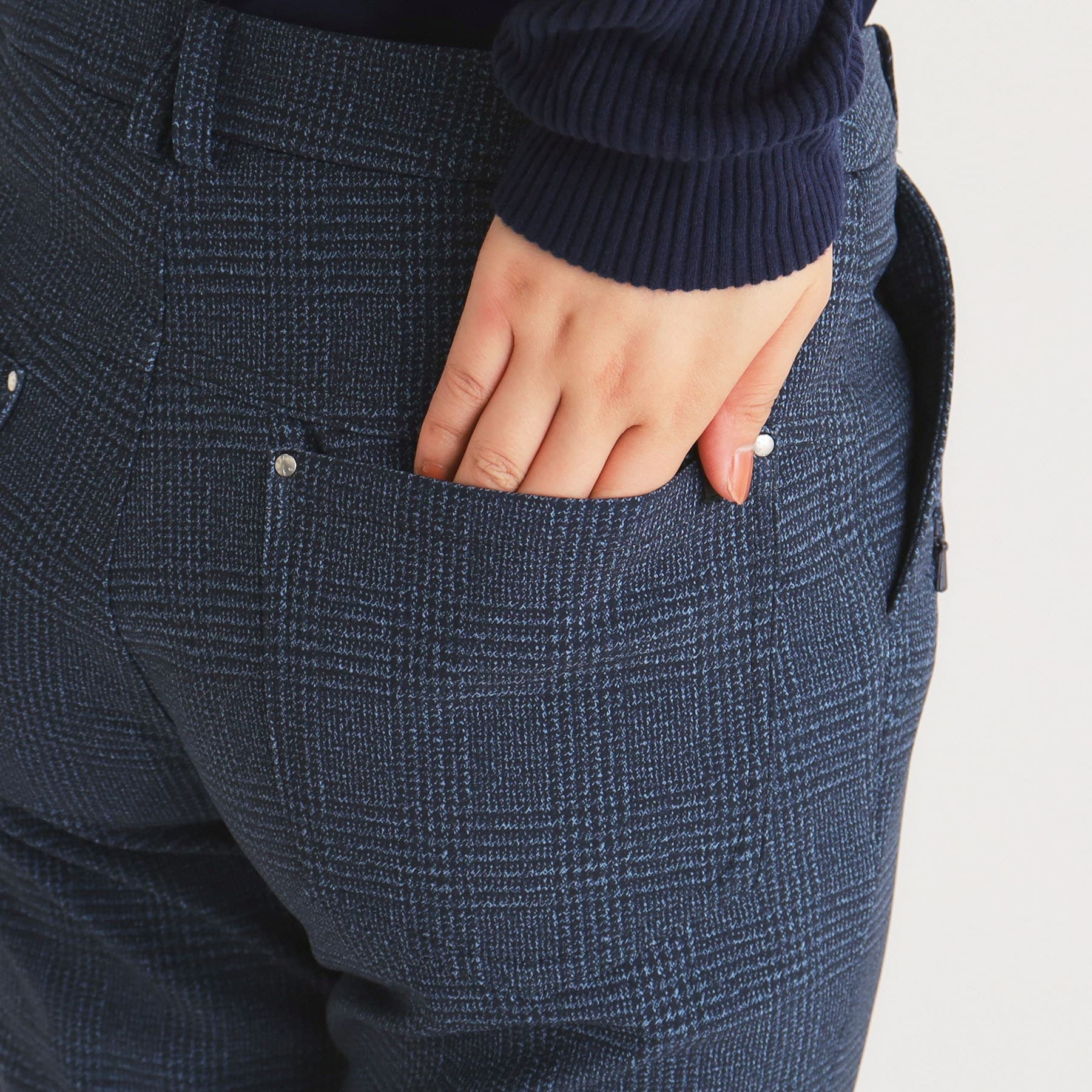 アダバット adabat ツイードチェックデザイン ダウンパンツ (ピンクベージュ(253)) ピンクベージュ(253)