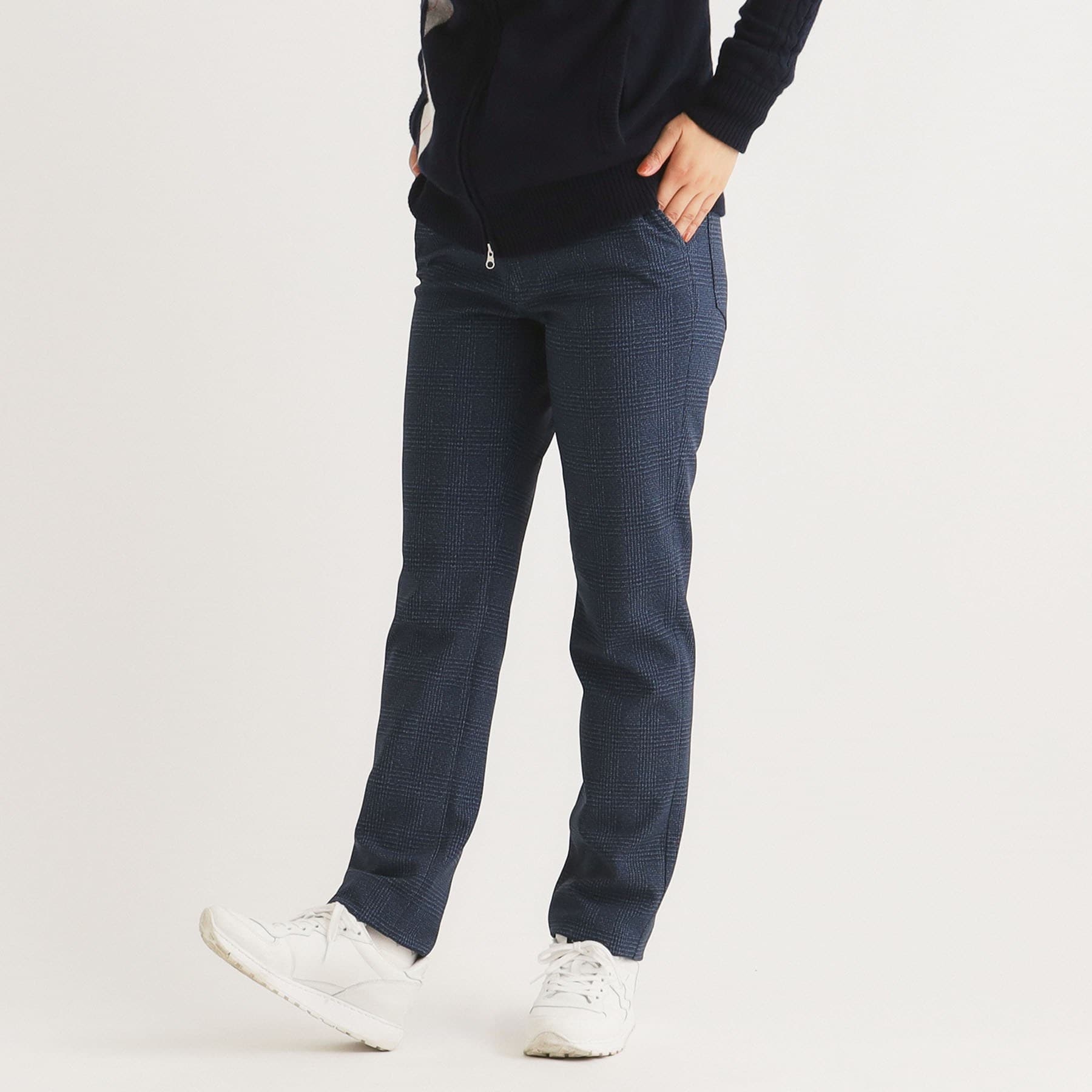 アダバット adabat ツイードチェックデザイン ダウンパンツ (ネイビー(294)) ネイビー(294)