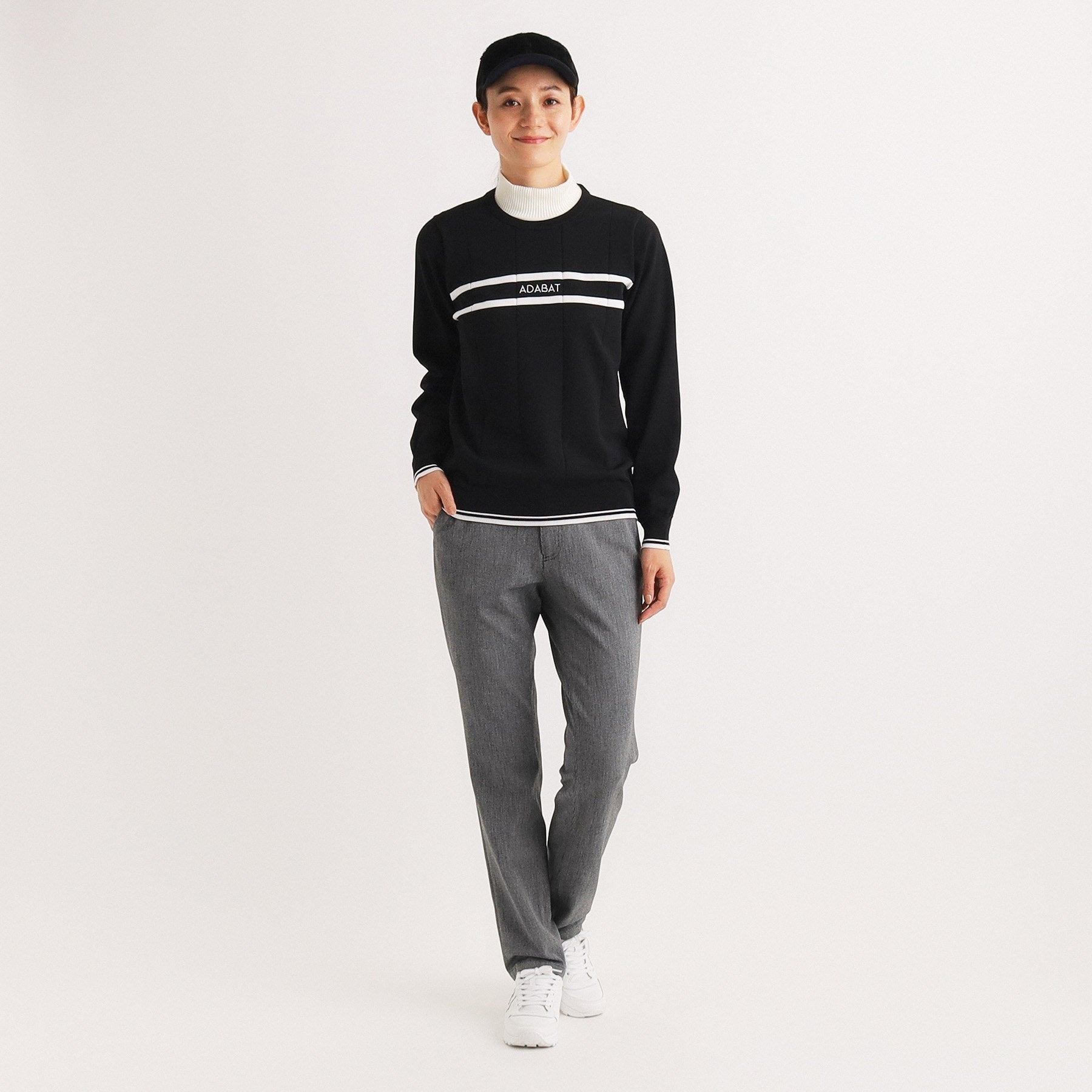 アダバット adabat ストレート ストレッチパンツ (ブラック(019)) ブラック(019)