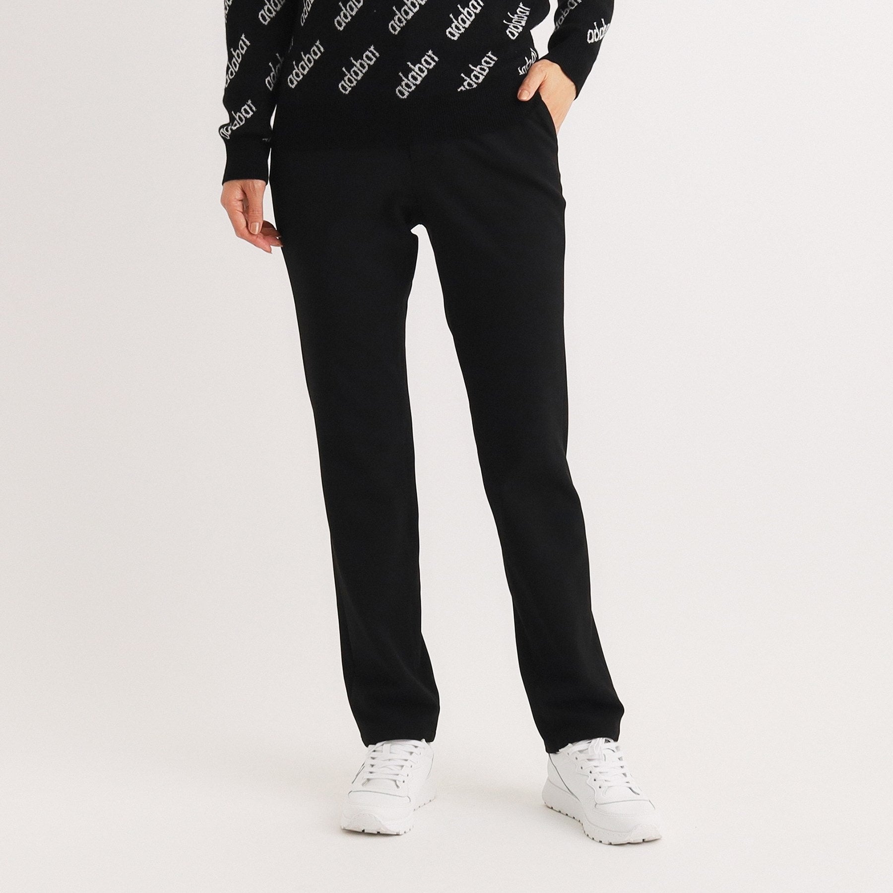 アダバット adabat ストレート ストレッチパンツ (ブラック(019)) ブラック(019)