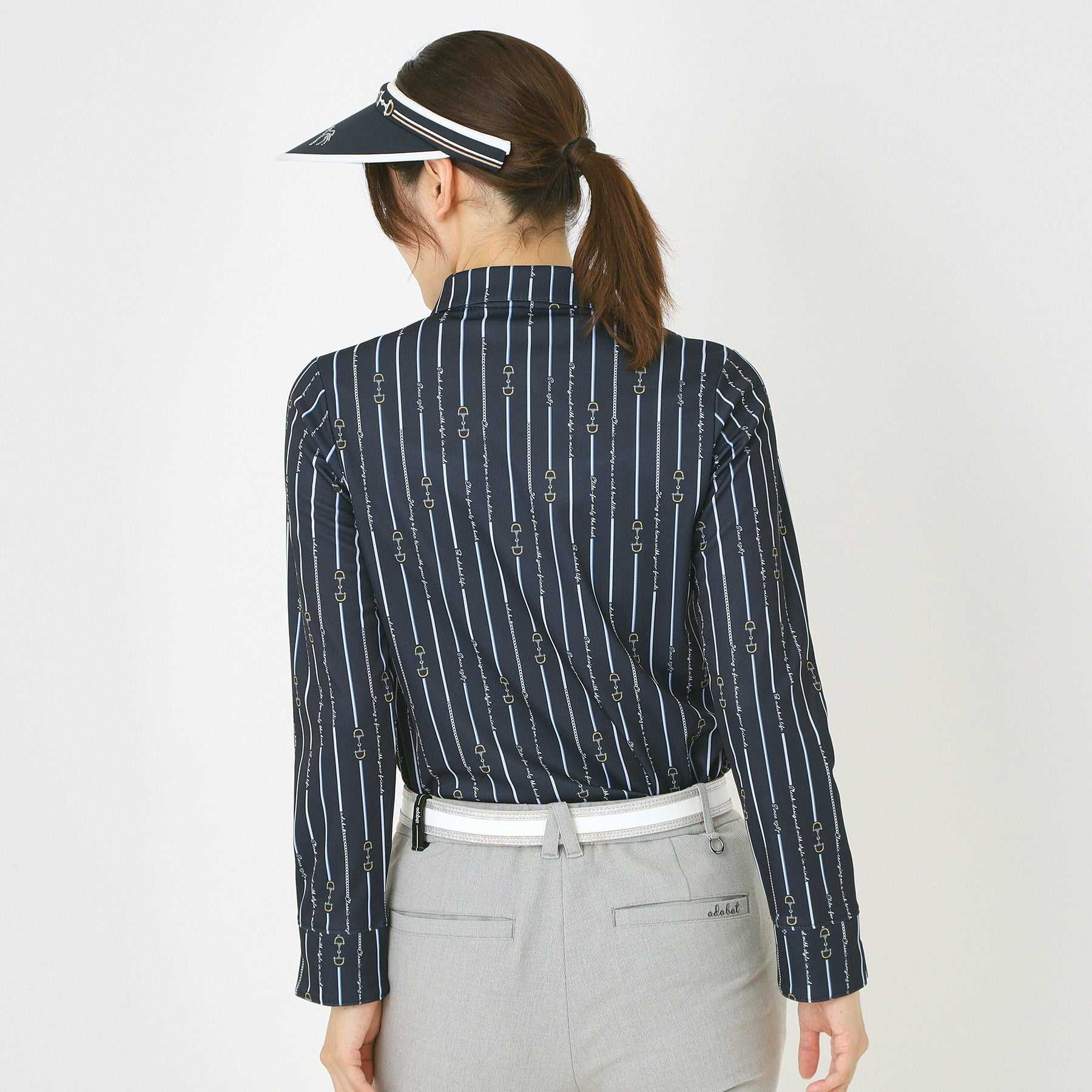 アダバット adabat 【吸水速乾】ビットストライプ長袖ポロシャツ (ライトピンク(170)) ライトピンク(170)