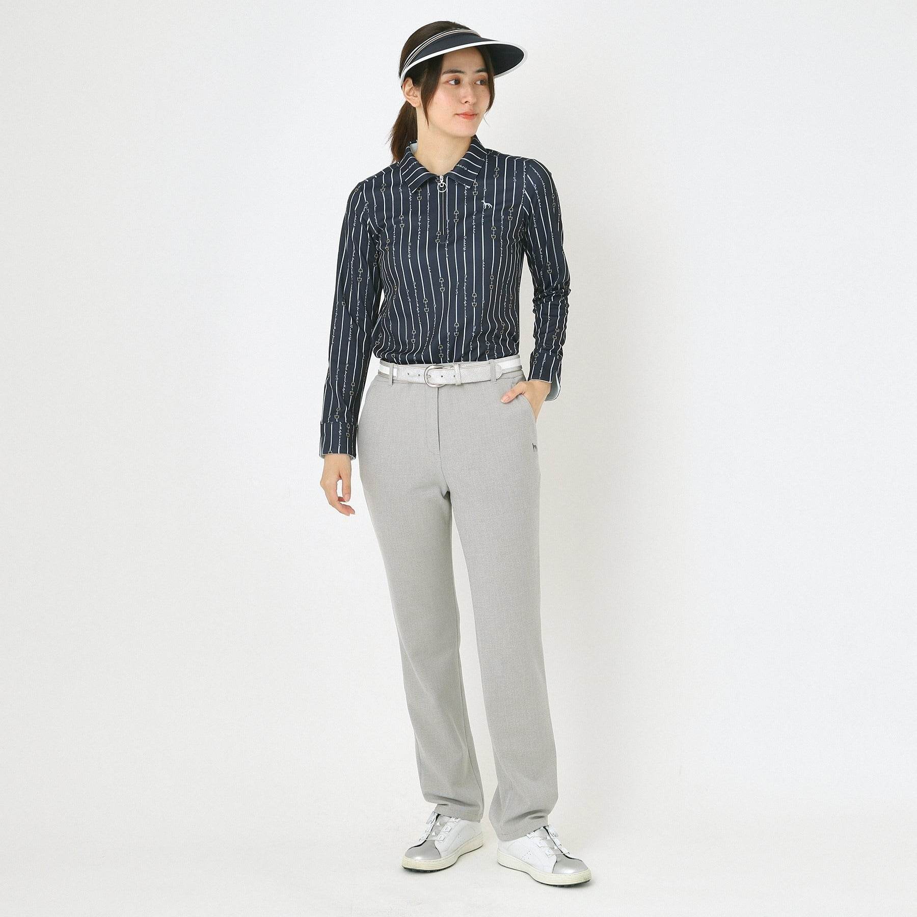 アダバット adabat 【吸水速乾】ビットストライプ長袖ポロシャツ (ライトピンク(170)) ライトピンク(170)