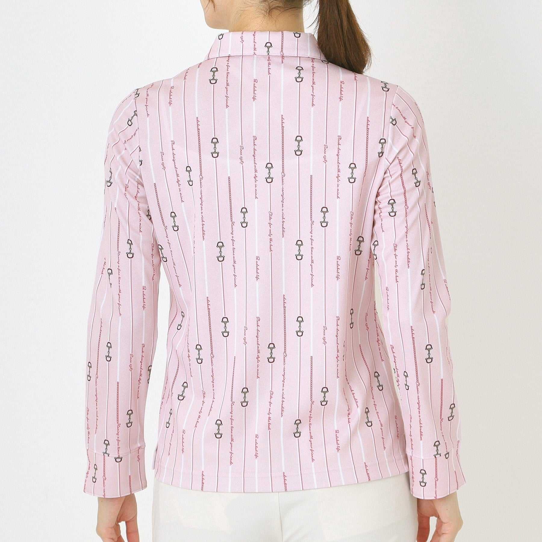 アダバット adabat 【吸水速乾】ビットストライプ長袖ポロシャツ (ライトピンク(170)) ライトピンク(170)