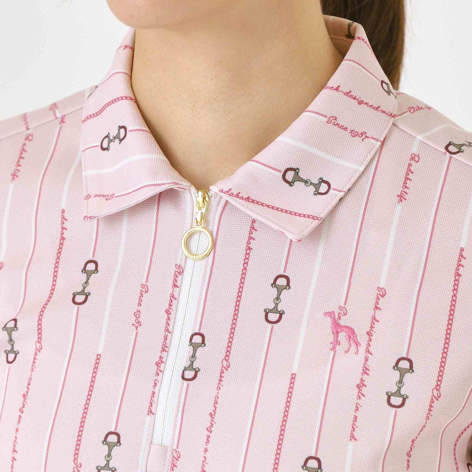 アダバット adabat 【吸水速乾】ビットストライプ長袖ポロシャツ (ライトピンク(170)) ライトピンク(170)