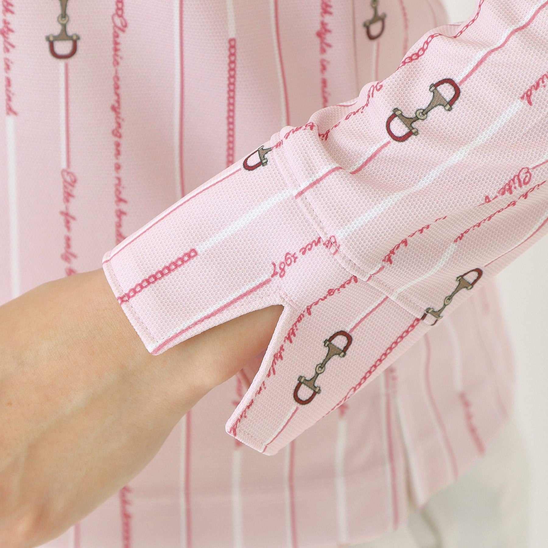 アダバット adabat 【吸水速乾】ビットストライプ長袖ポロシャツ (ライトピンク(170)) ライトピンク(170)