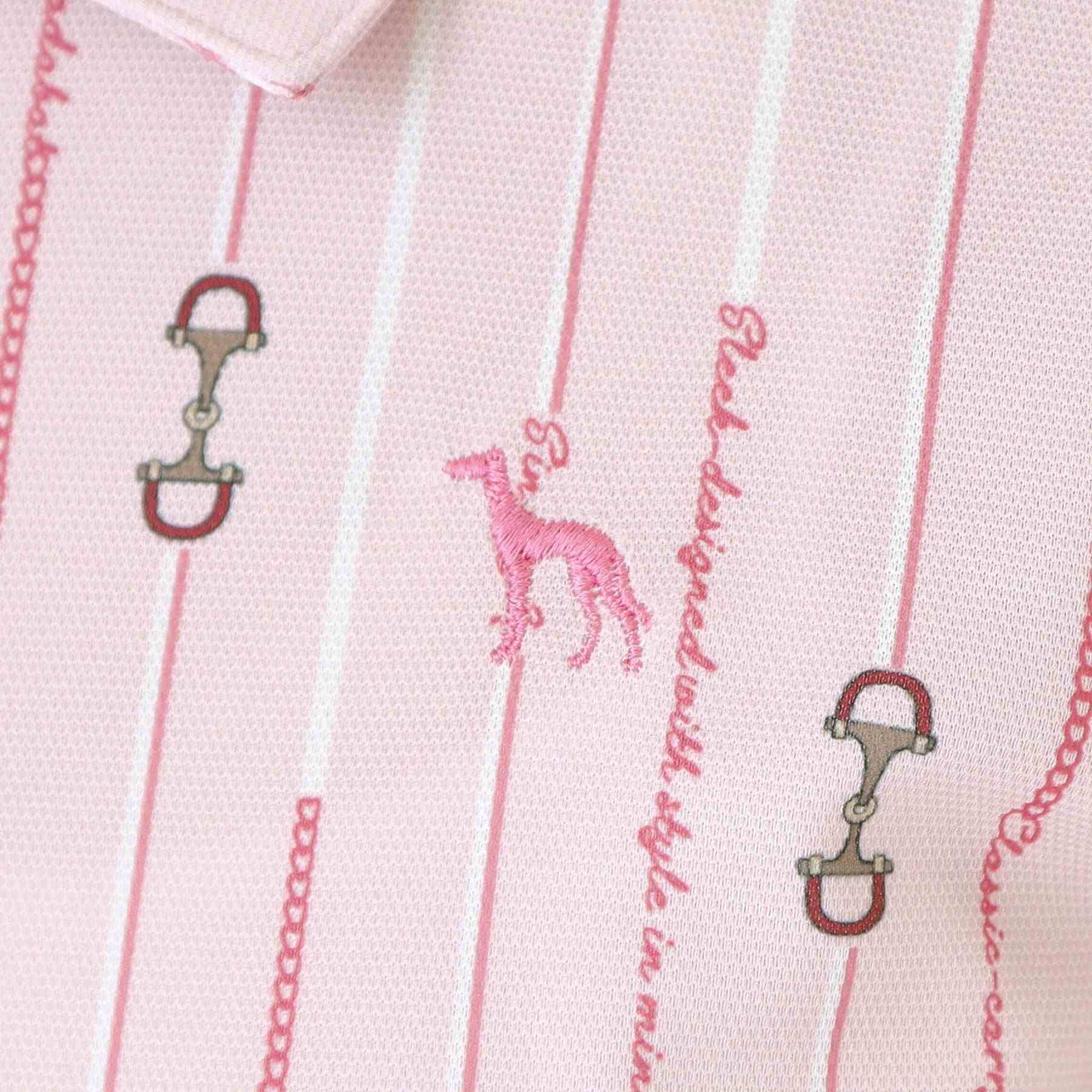 アダバット adabat 【吸水速乾】ビットストライプ長袖ポロシャツ (ライトピンク(170)) ライトピンク(170)