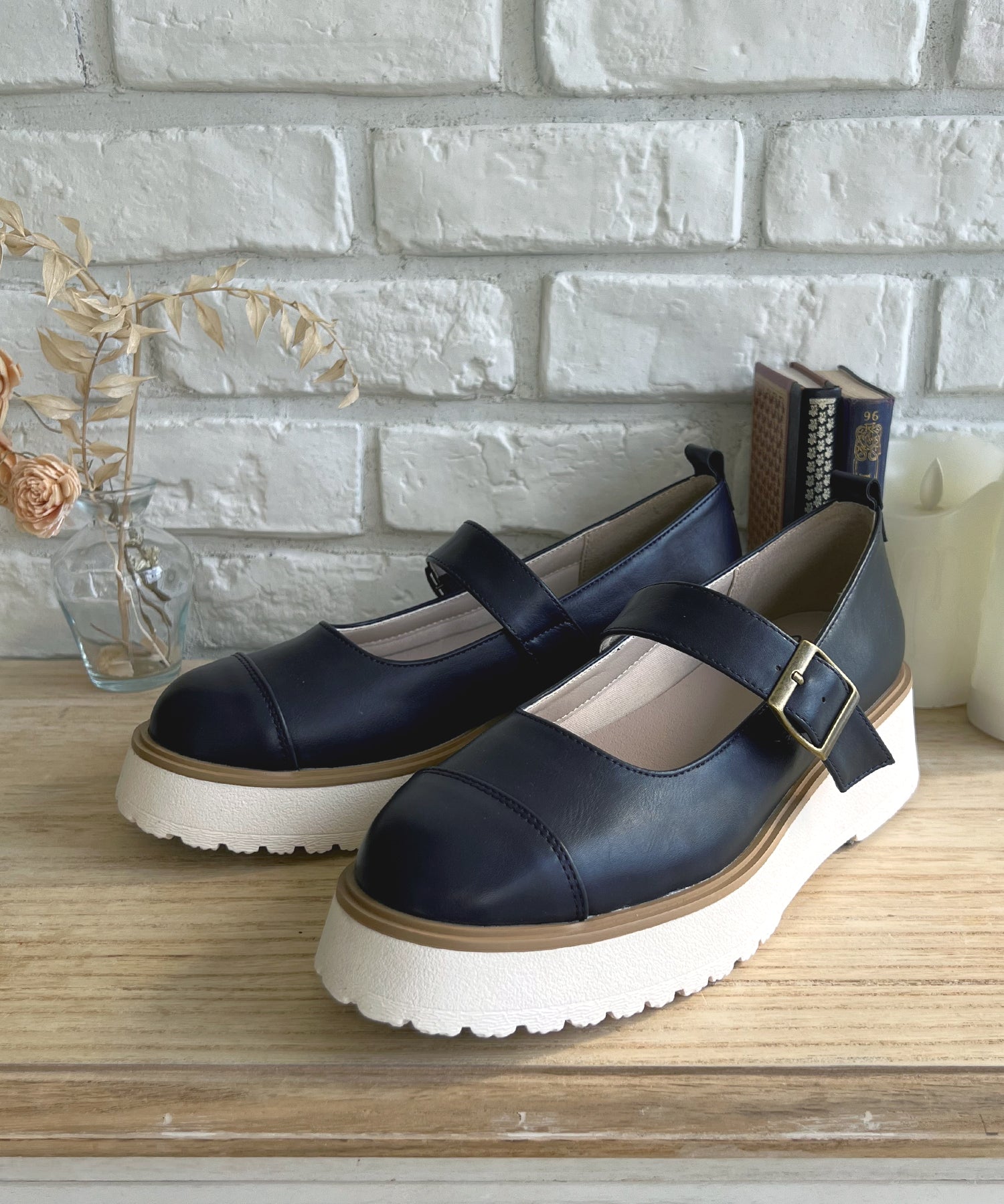 アドット adottona 【3E】プラットフォームメリージェーン【厚底】 (NVY) NVY