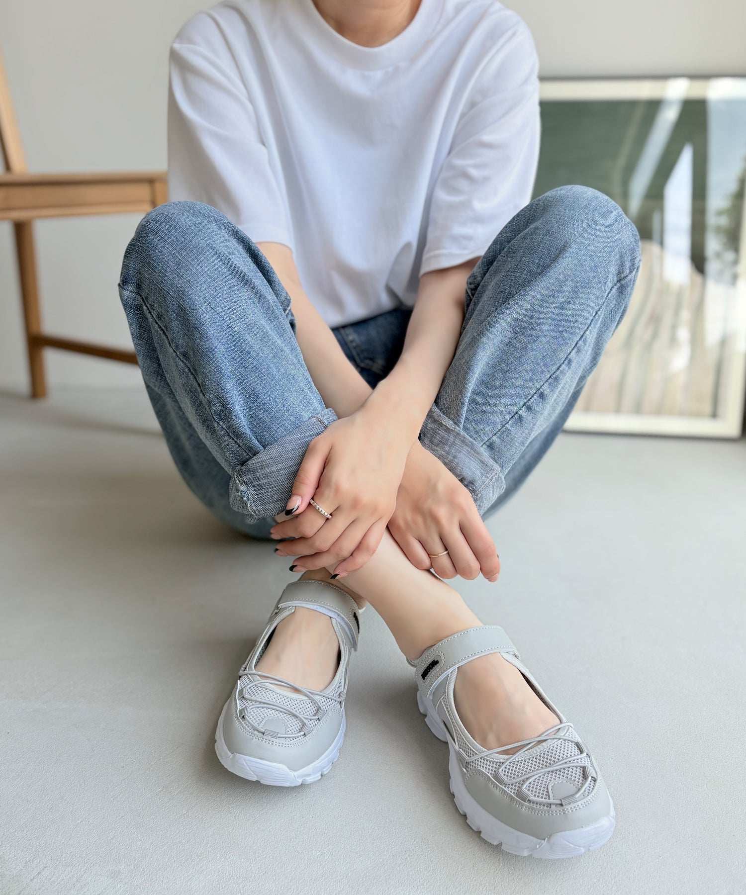 アドット adottona 【軽量】スポーツサンダルスニーカー【簡単着脱】 (GRY) GRY