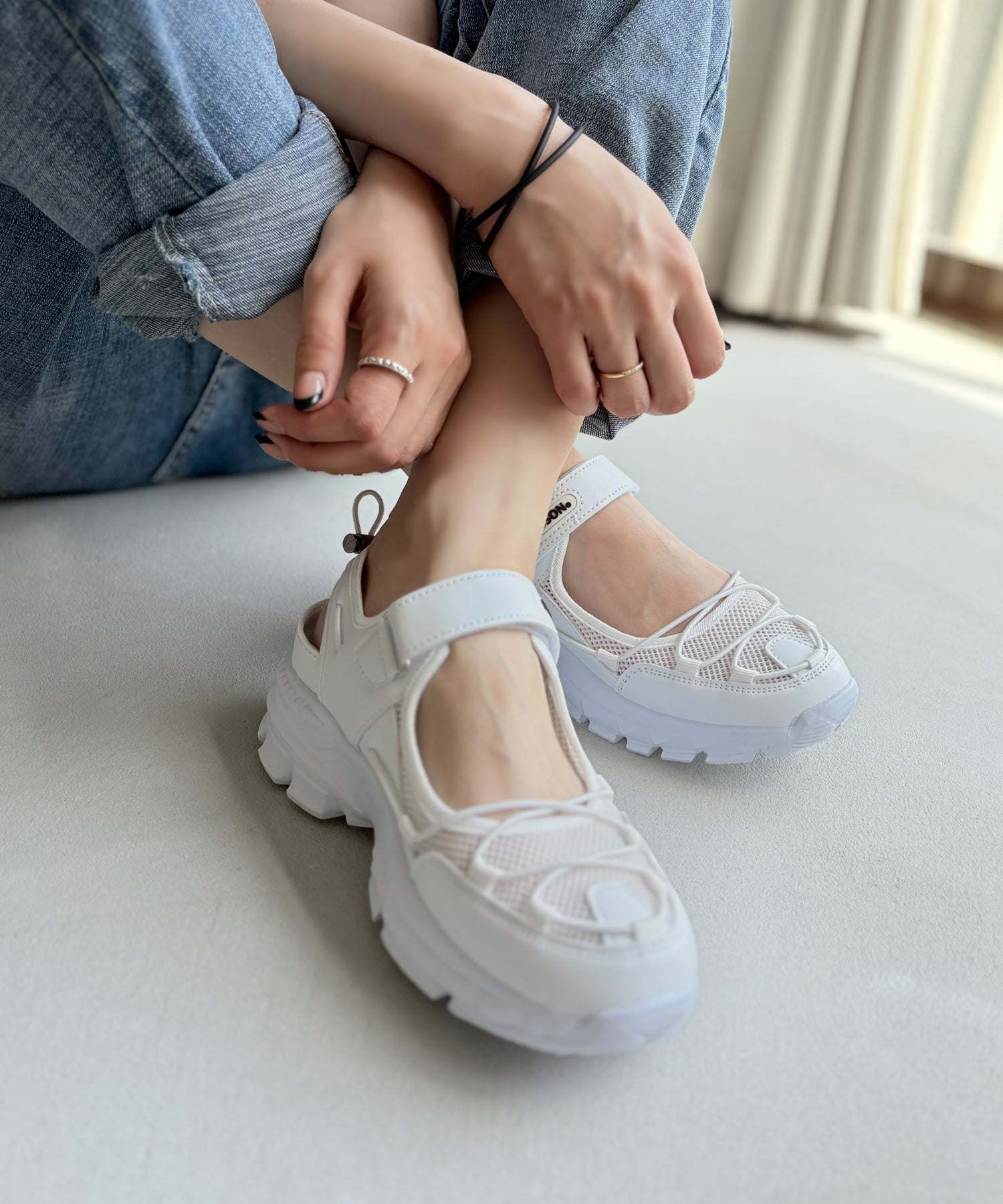 アドット adottona 【軽量】スポーツサンダルスニーカー【簡単着脱】 (WHT) WHT