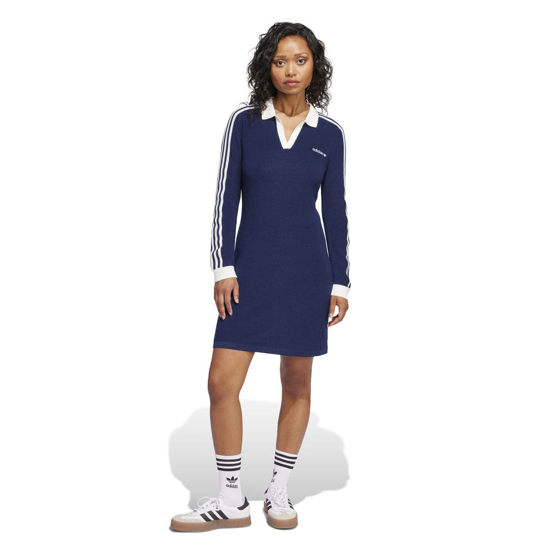 アディダス オリジナルス adidas Originals adidas Originals KNITTED POLO DRESS(アディダスオリジナルス ニット ポロワンピース) (Night Indigo / Off White) Night Indigo / Off White