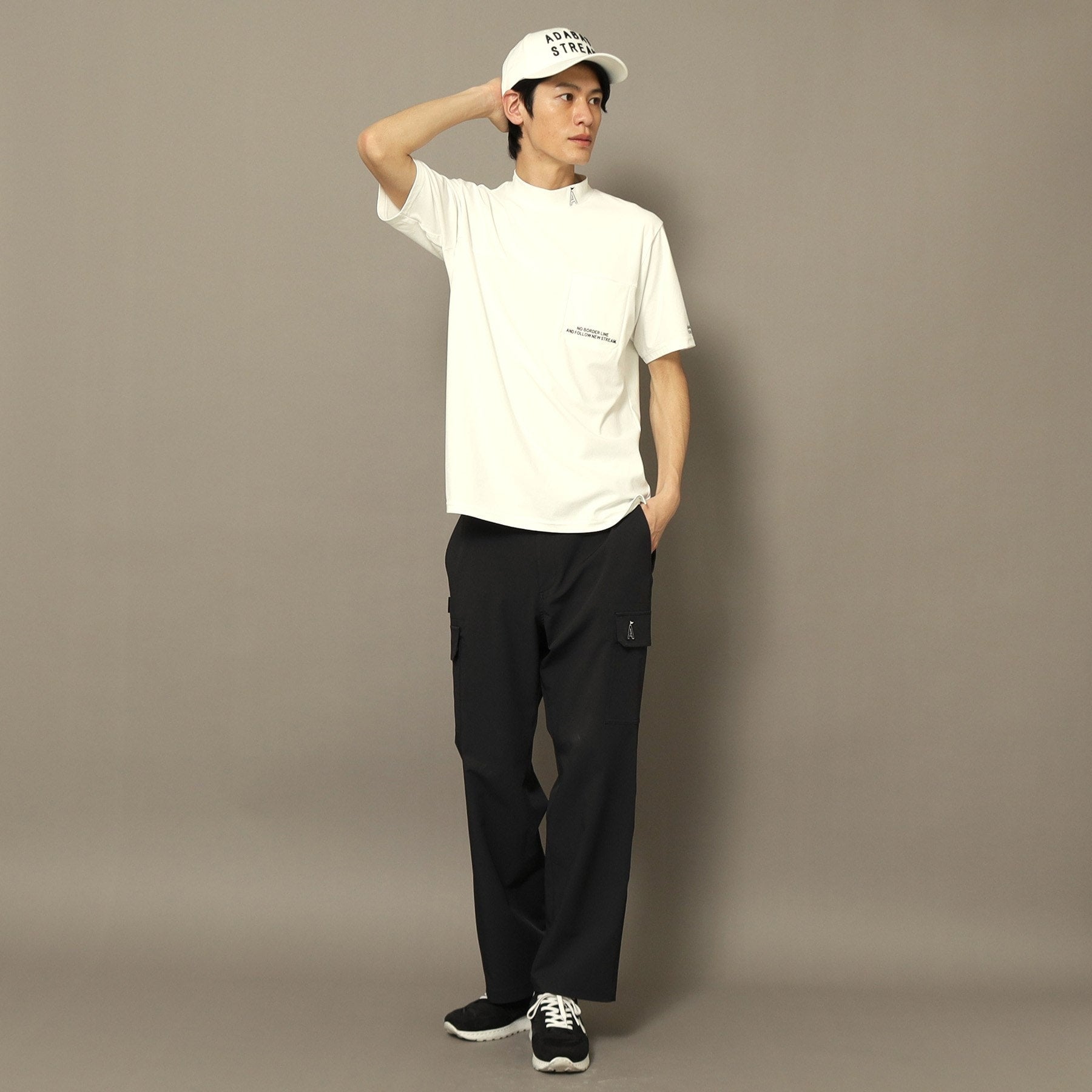 アダバット ストリーム ADABAT STREAM UVカット/吸水速乾 モックネックポケットT (ブラック(019)) ブラック(019)