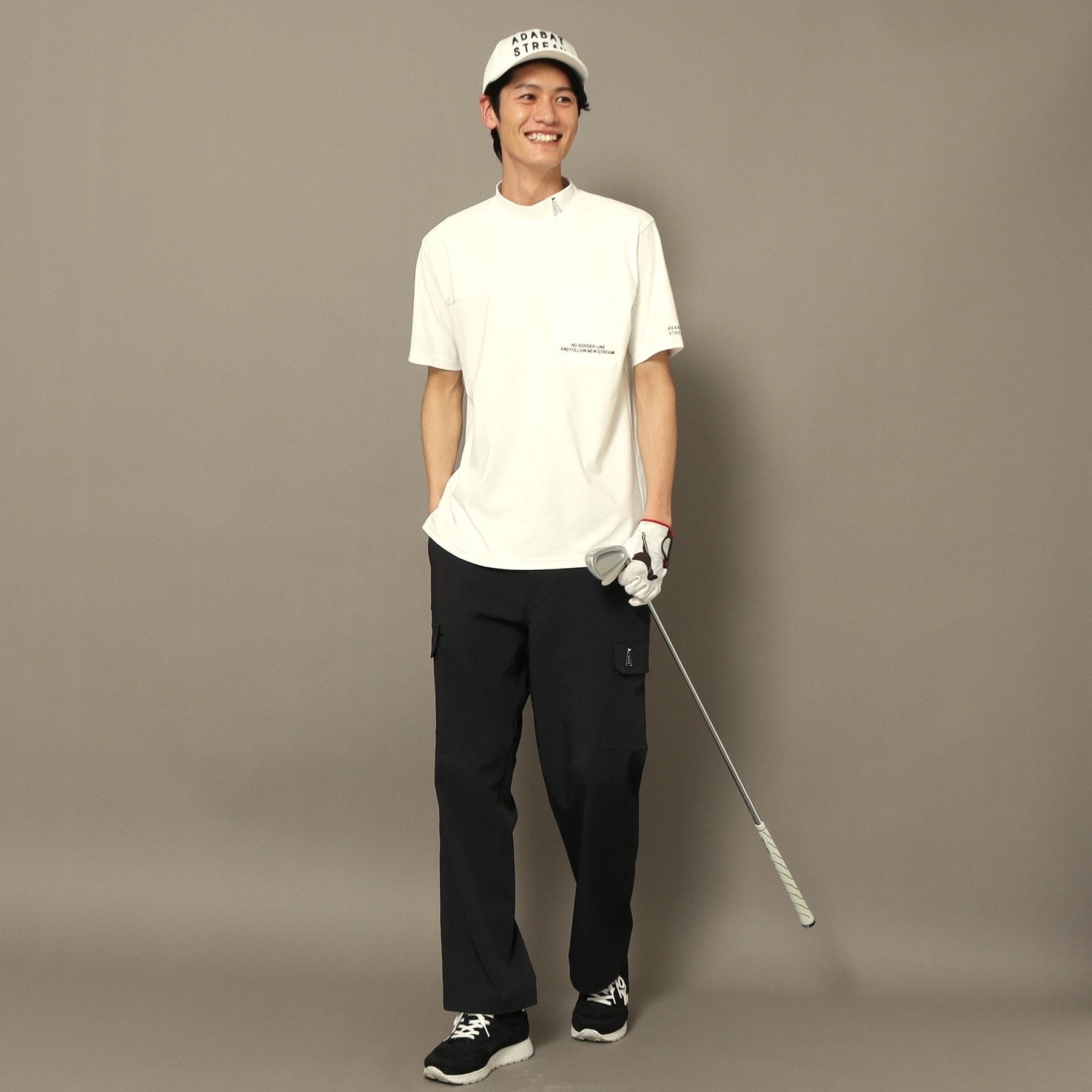 アダバット ストリーム ADABAT STREAM UVカット/吸水速乾 モックネックポケットT (ブラック(019)) ブラック(019)