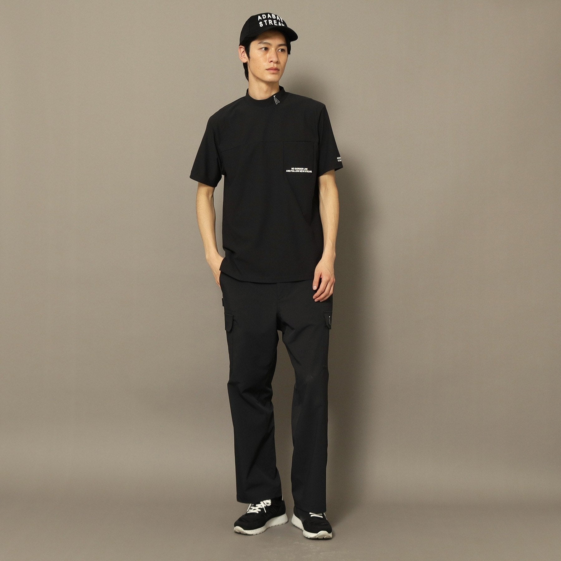 アダバット ストリーム ADABAT STREAM UVカット/吸水速乾 モックネックポケットT (ブラック(019)) ブラック(019)