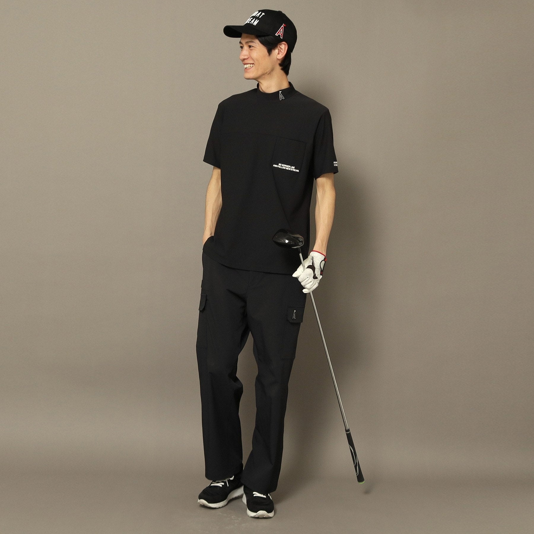 アダバット ストリーム ADABAT STREAM UVカット/吸水速乾 モックネックポケットT (ブラック(019)) ブラック(019)