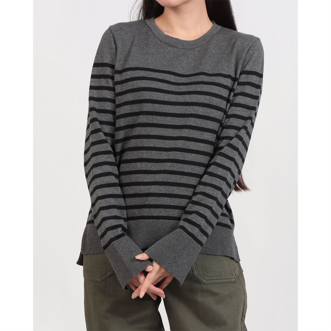 アエカブラン AECA BLANC セーター (グレー×ブラック) グレー×ブラック