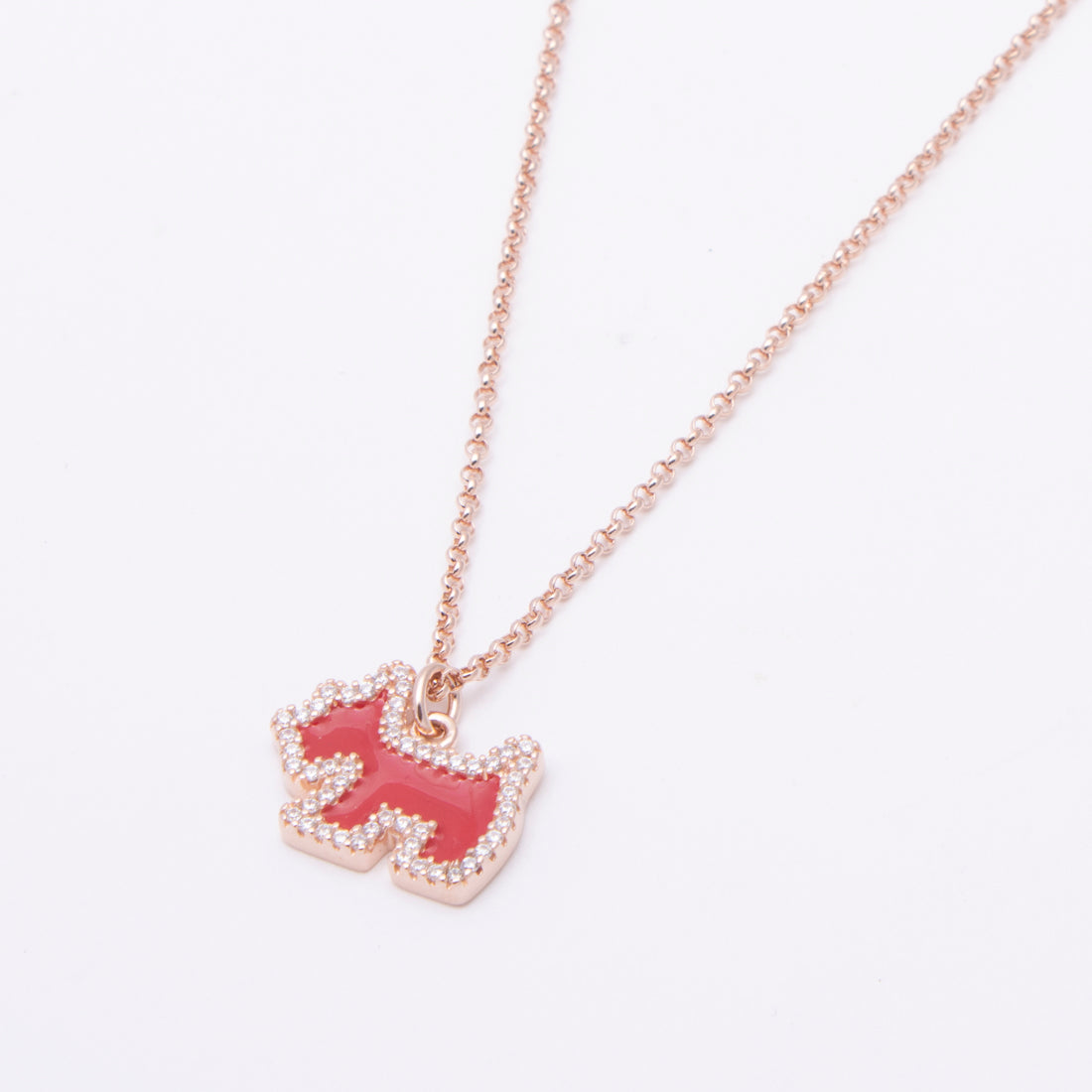 アガタ パリ AGATHA PARIS 20A、スコットエナ、ネックレス、スコッティ、CZ、エナメル (ルージュ/ローズ) ルージュ/ローズ