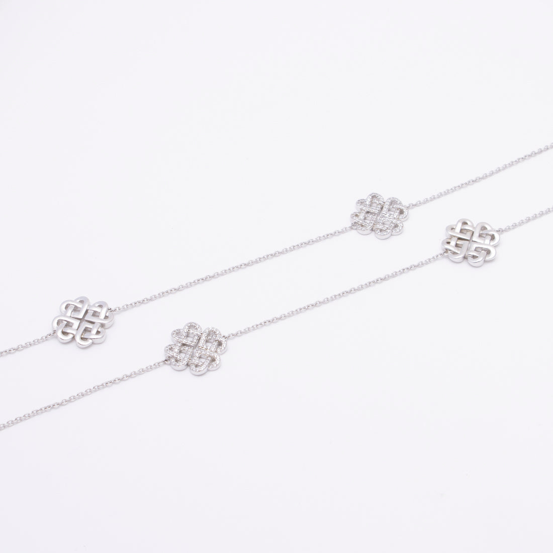 アガタ パリ AGATHA PARIS シスターロングネックレス、パヴェクローバー&クローバー、クリスタル/シルバー (クリスタル・シルバー) クリスタル・シルバー