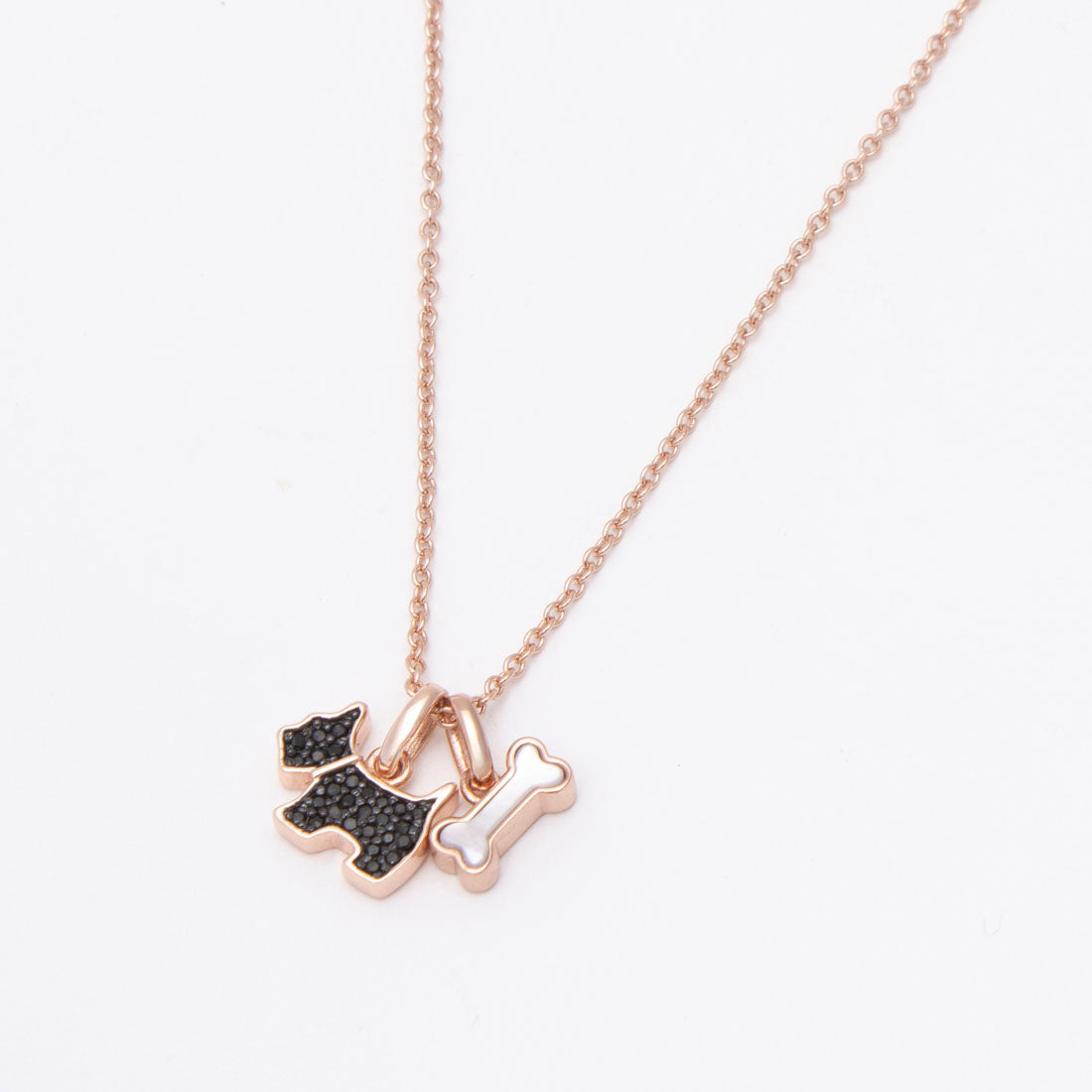 アガタ パリ AGATHA PARIS 19AW、プティドゥ、パヴェスコッティ&ボーンネックレス、CZ、MOP (ブラック/ピンク) ブラック/ピンク